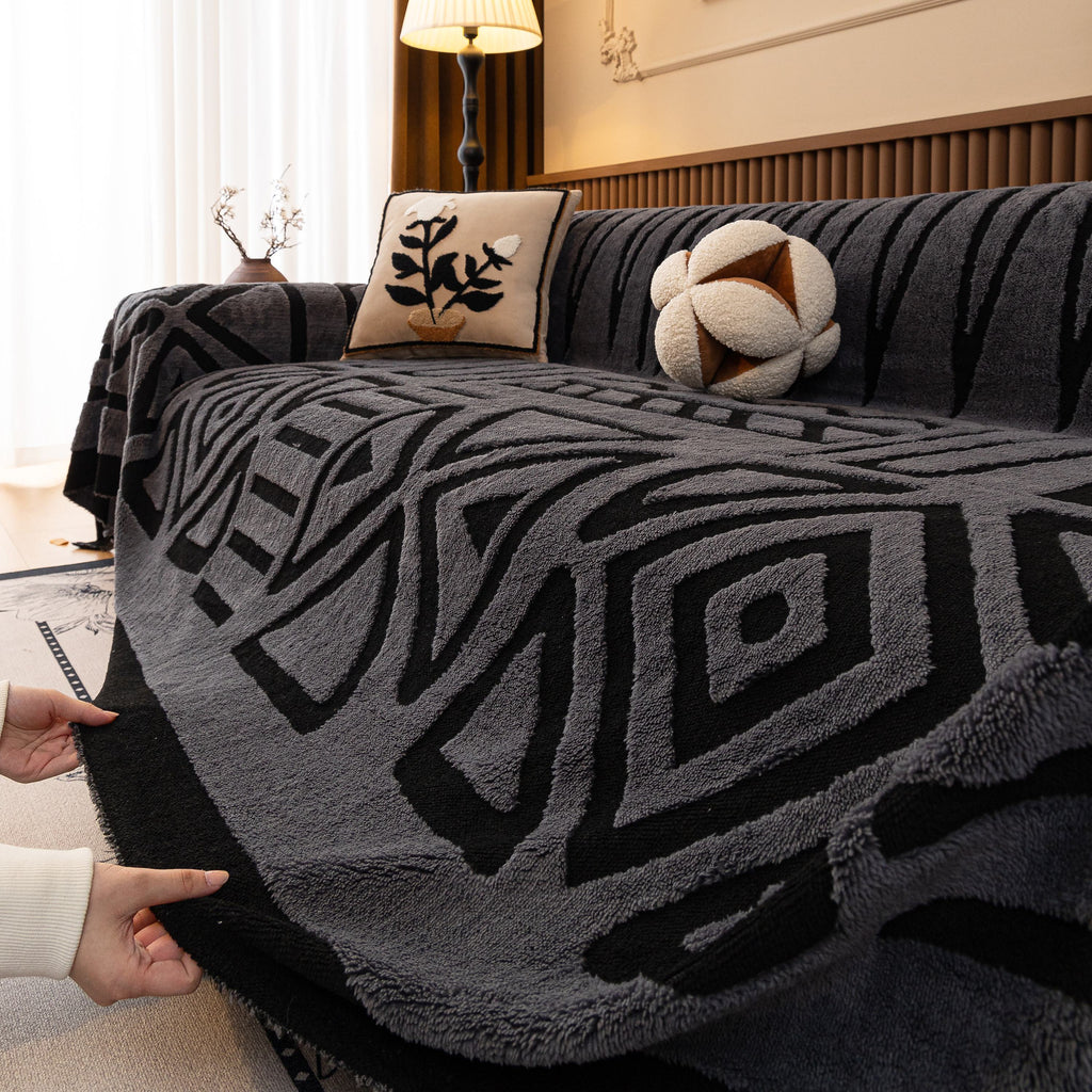 Boho Plush Couch Cover Bohemian Throw Blanket Decor Covers Sofa Chair Furniture Bed