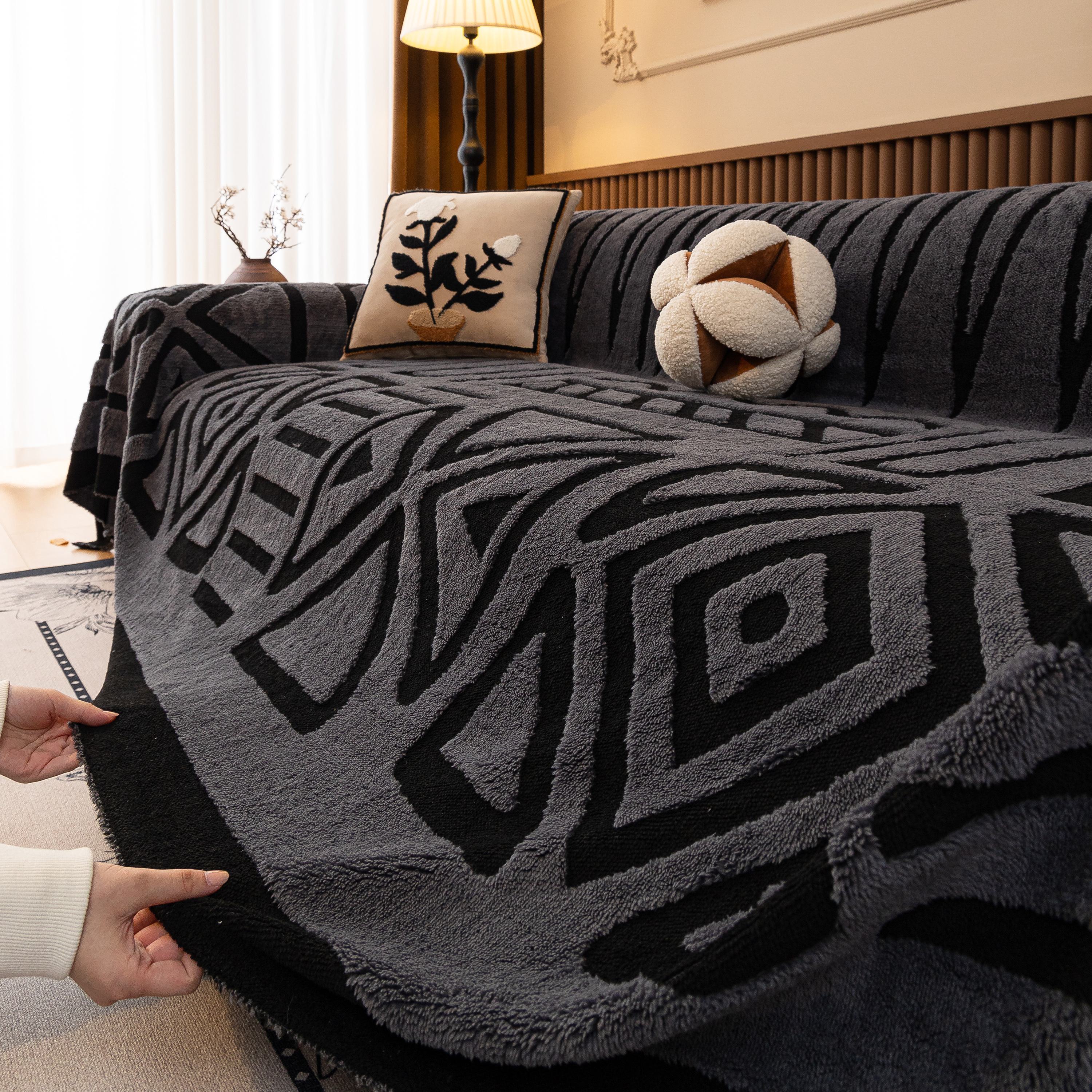 Boho Plush Couch Cover Bohemian Throw Blanket Decor Covers Sofa Chair Furniture Bed