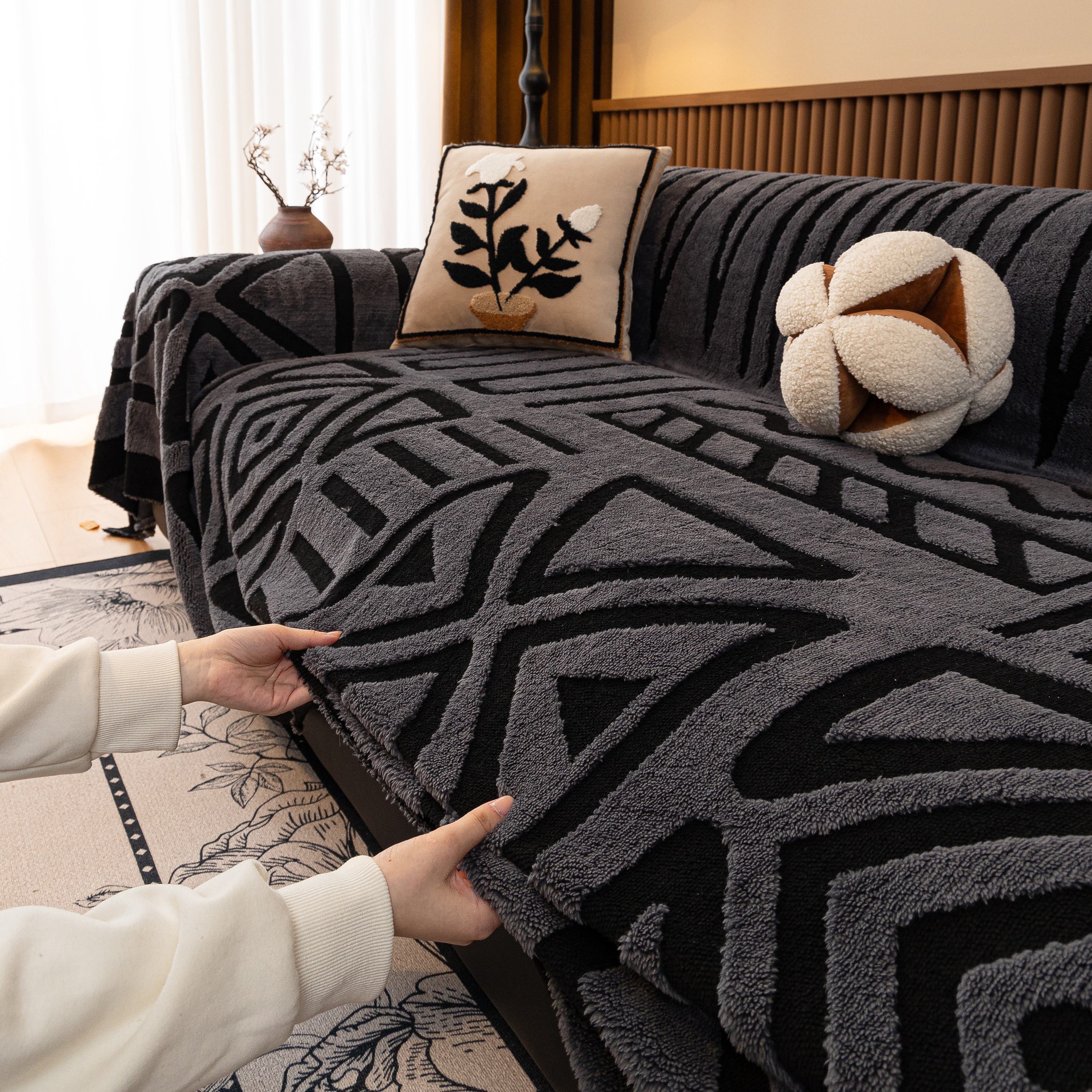 Boho Plush Couch Cover Bohemian Throw Blanket Decor Covers Sofa Chair Furniture Bed