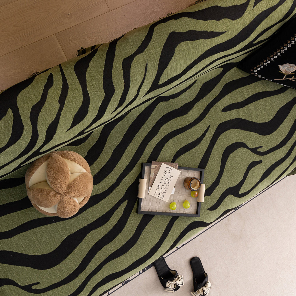Zebra Striped Chenille Throw Sofa Cover Full-Cover Decorative Furniture Slipcover