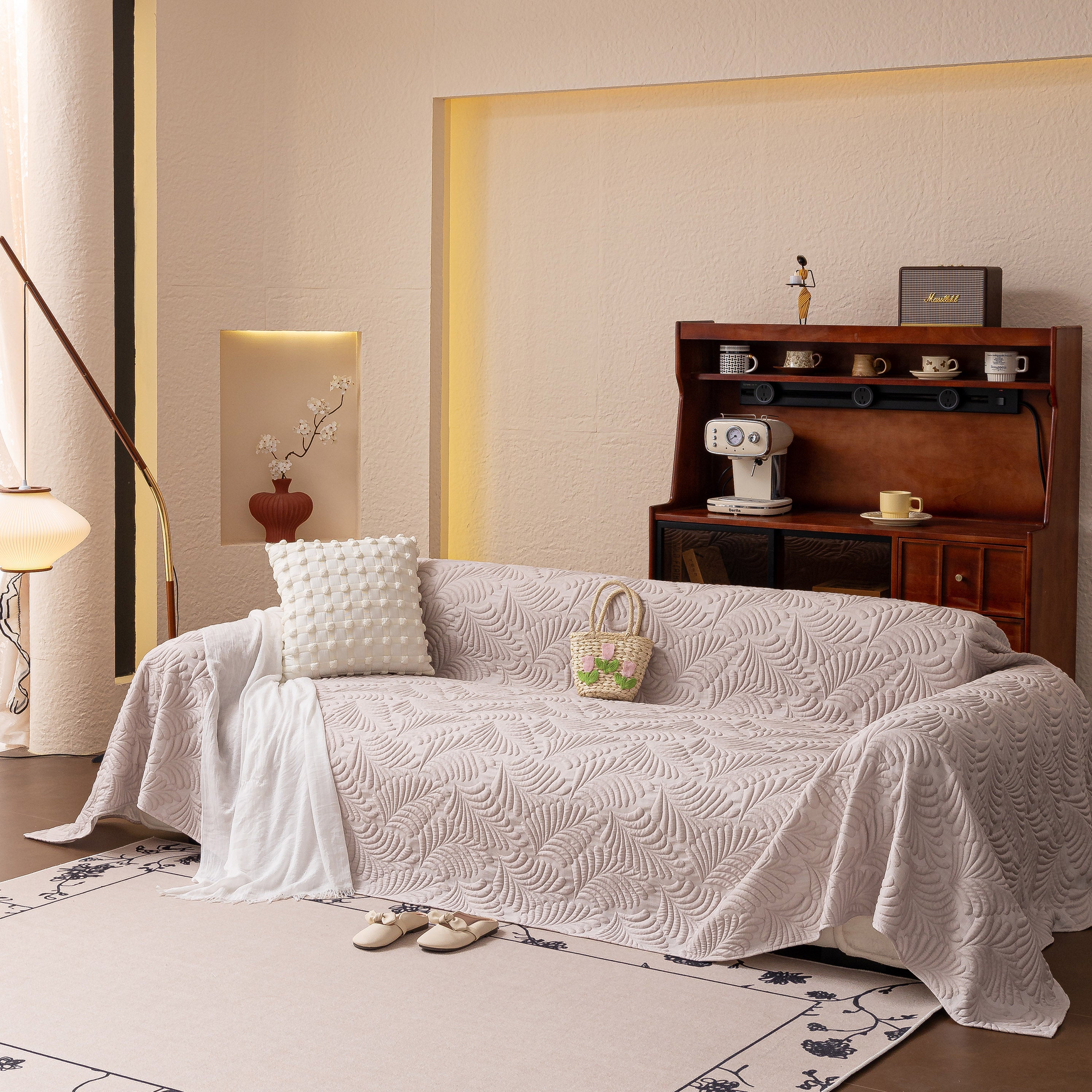 Cooling Quilted Non-Slip Furniture Protector for Pets & Kids, Washable Sofa Slipcover