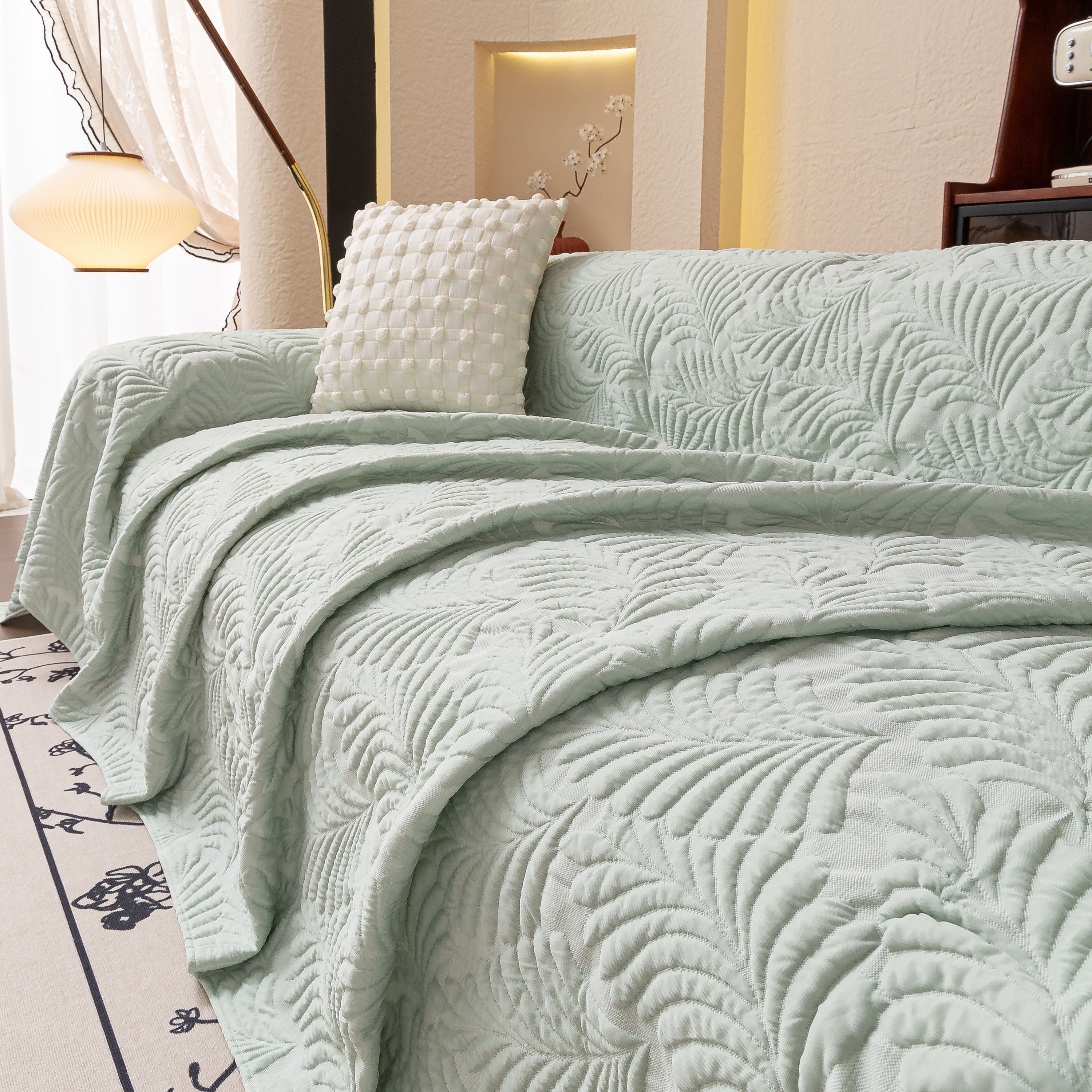 Cooling Quilted Non-Slip Furniture Protector for Pets & Kids, Washable Sofa Slipcover