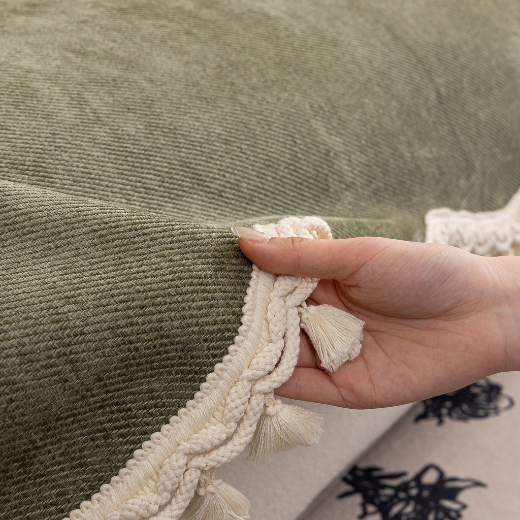 Chenille Sofa Cover Towel – Non-Slip, Washable Pets Couch Protector with Tassels