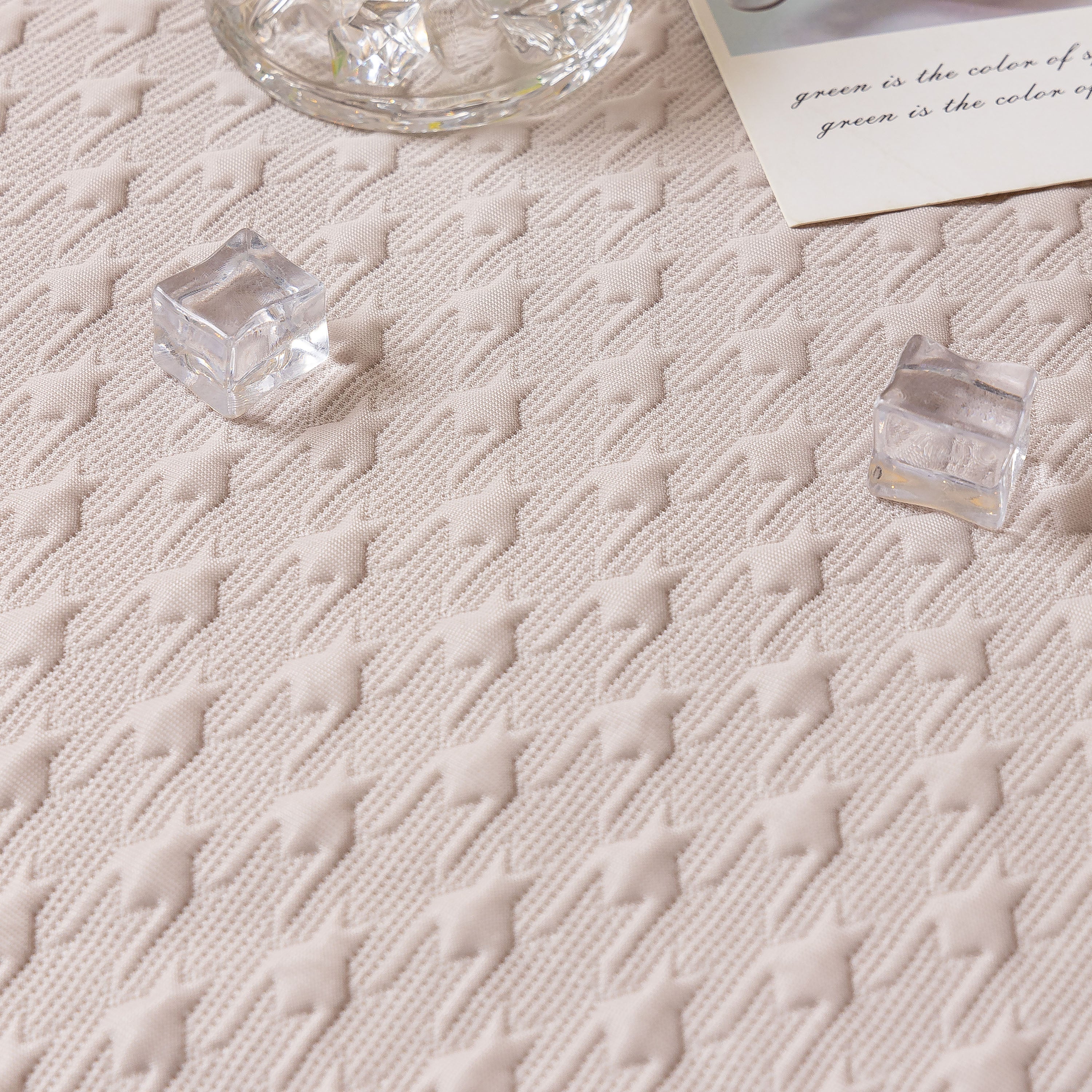 Jacquard Ice Silk Sofa Throw Cover with Gold Trim, Summer Cooling Couch Slipcover