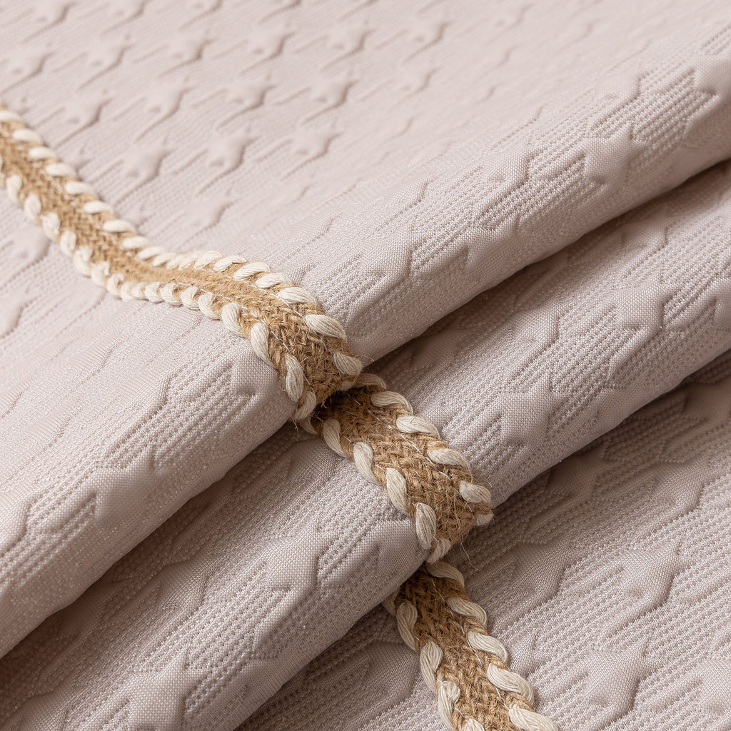 Jacquard Ice Silk Sofa Throw Cover with Gold Trim, Summer Cooling Couch Slipcover