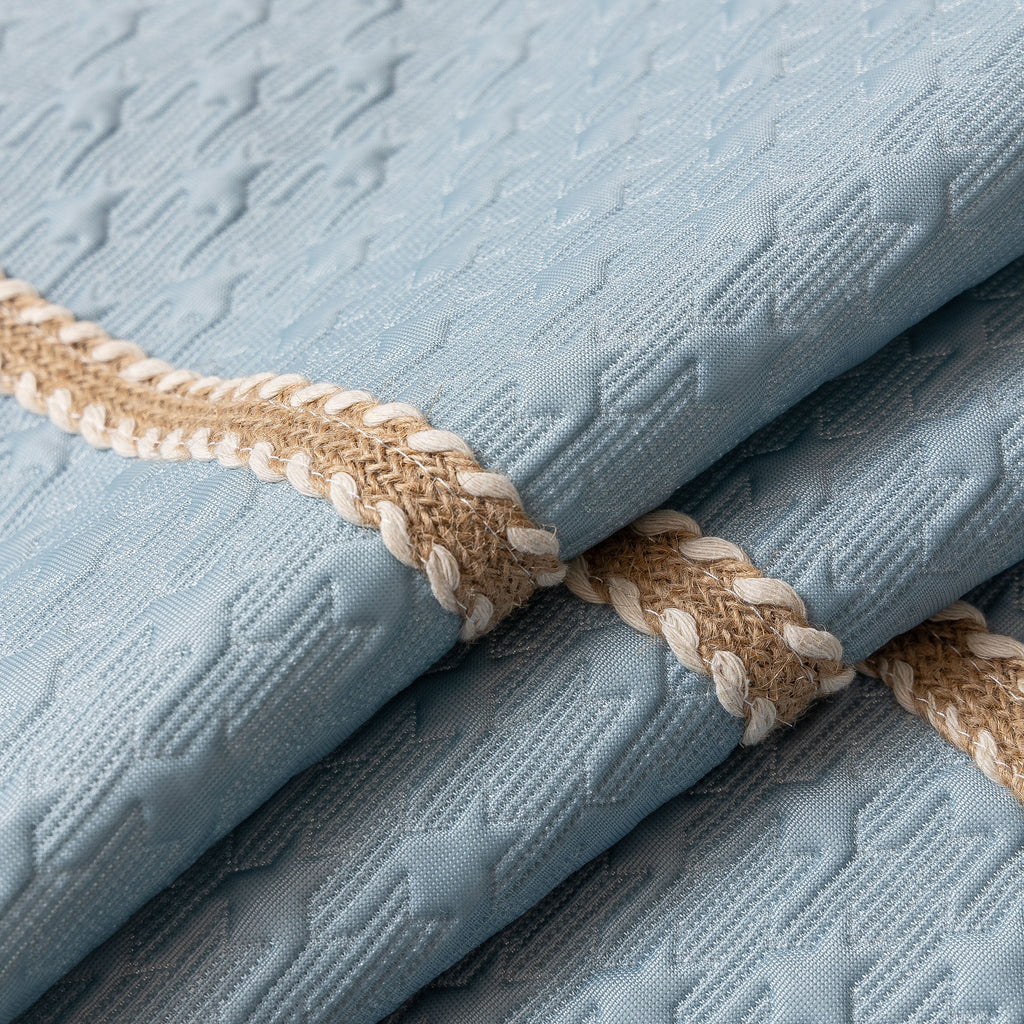 Jacquard Ice Silk Sofa Throw Cover with Gold Trim, Summer Cooling Couch Slipcover