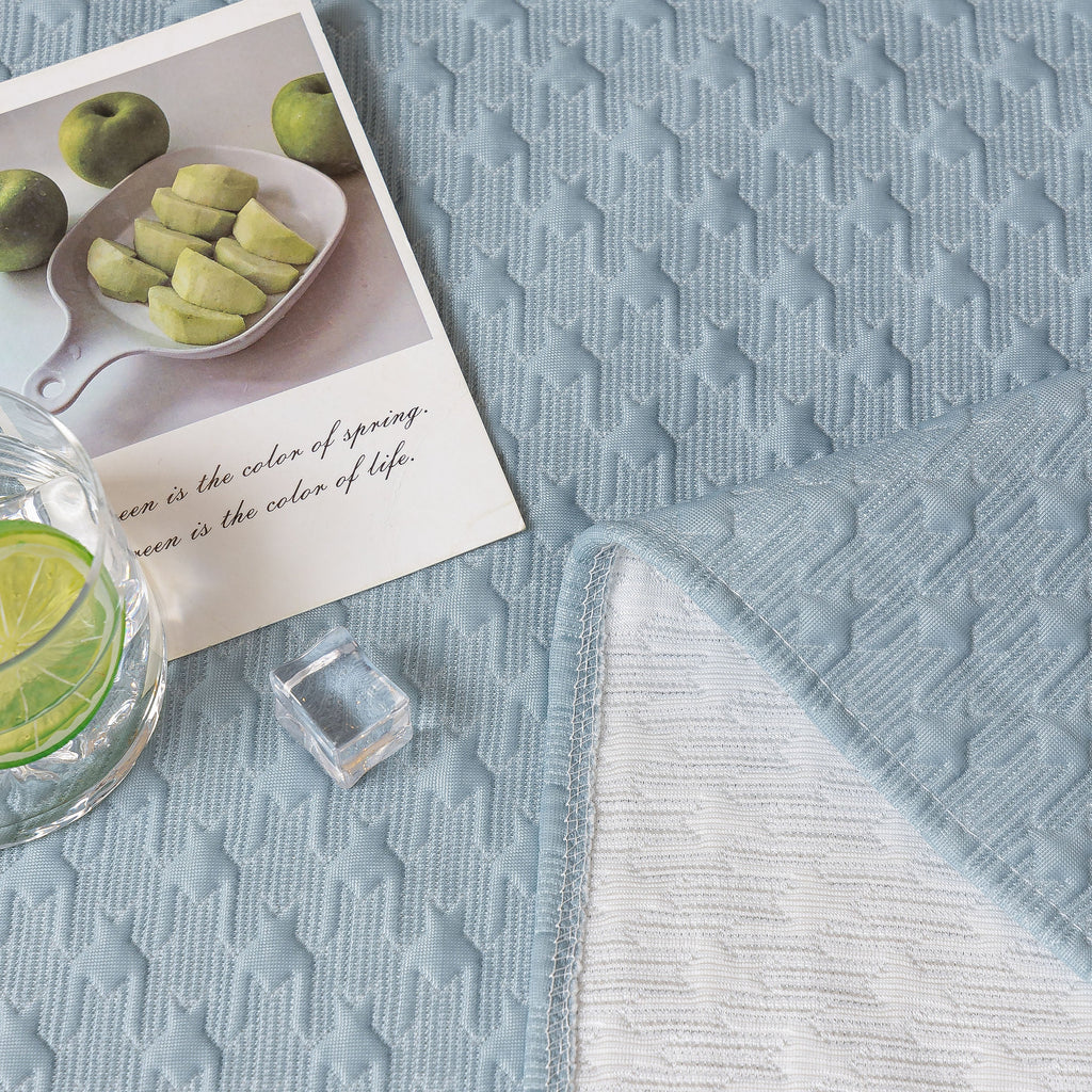 Jacquard Ice Silk Sofa Throw Cover with Gold Trim, Summer Cooling Couch Slipcover