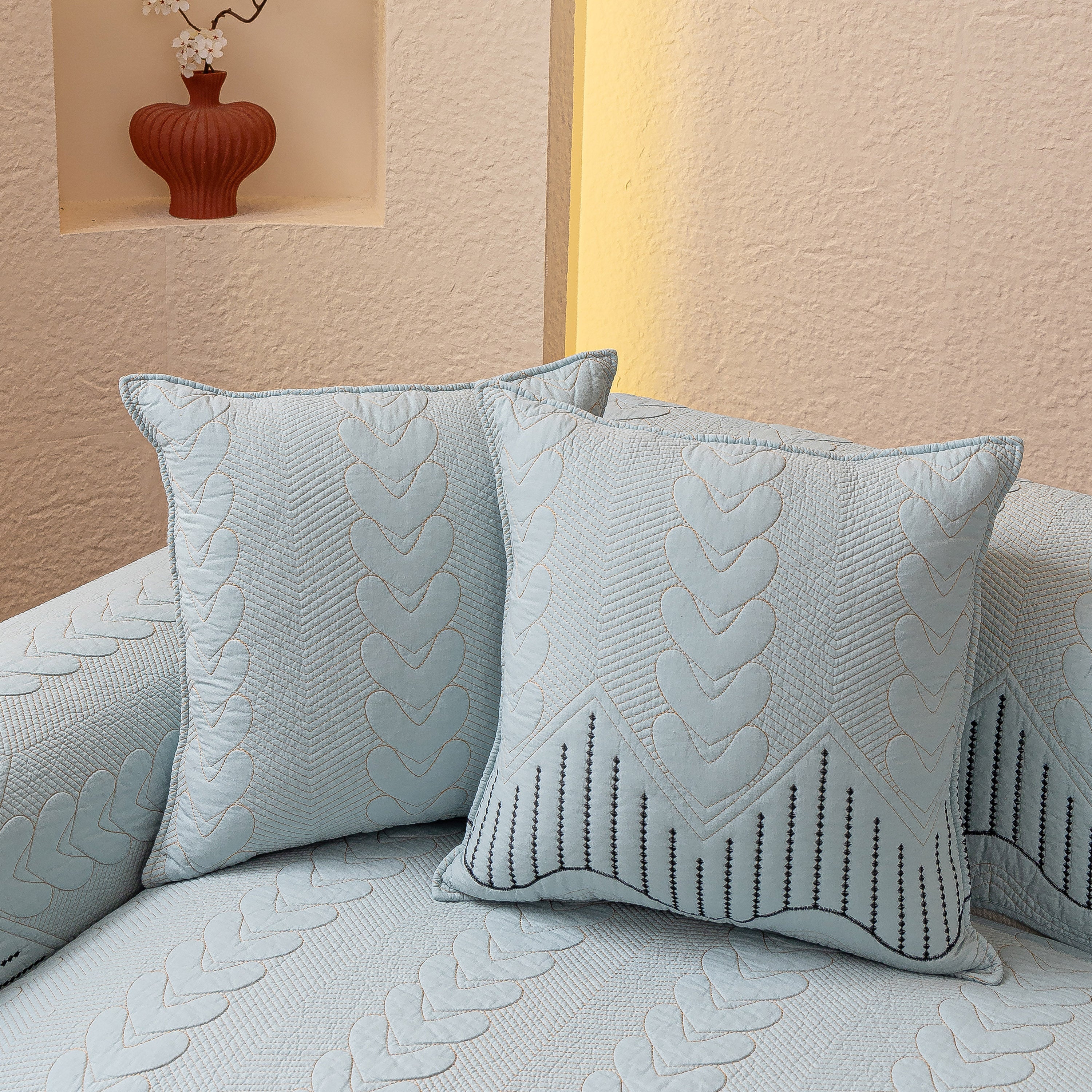 3D Quilted Thick Cotton Sofa Cover Non-Slip Couch Throw for Fabric & Leather Sofas