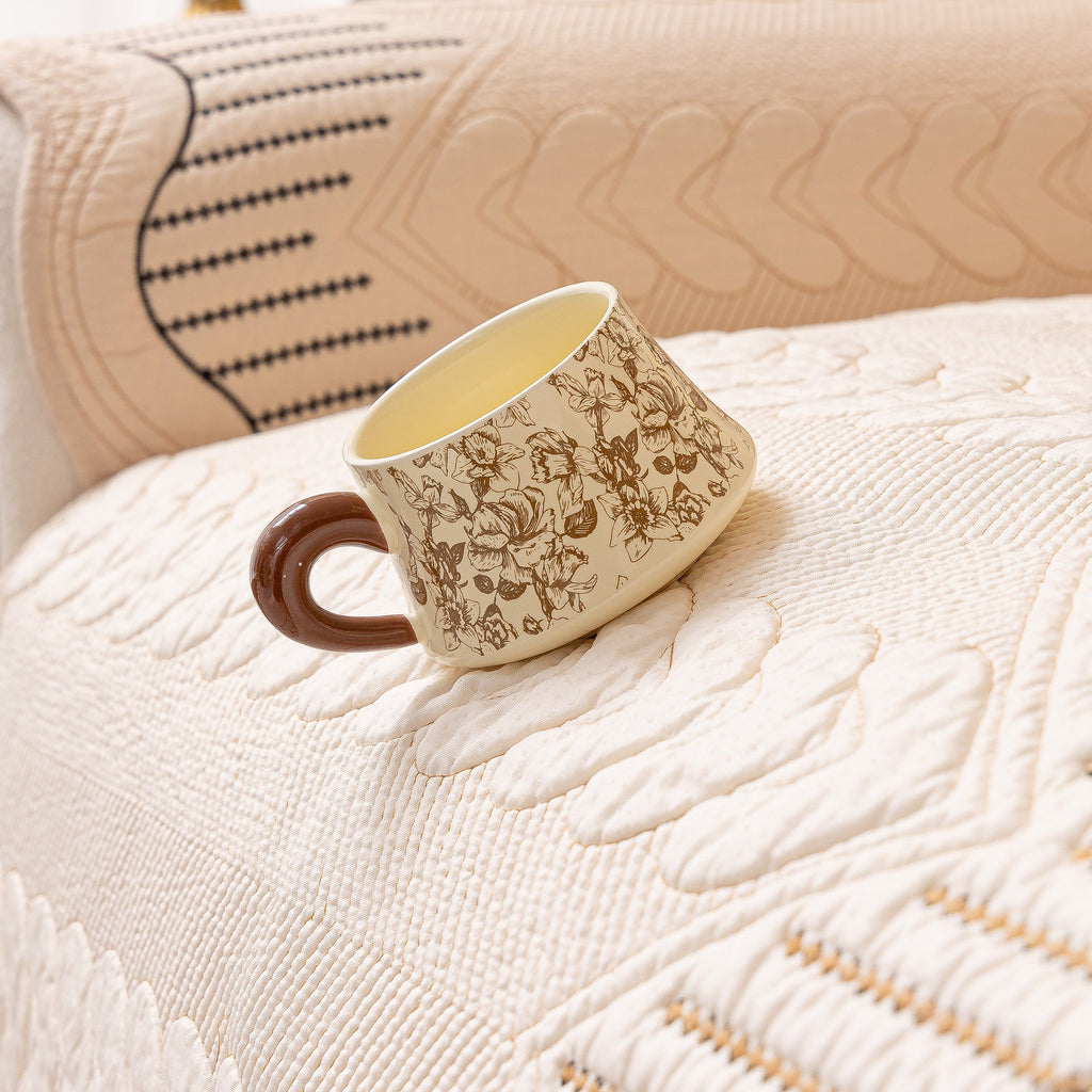 3D Quilted Thick Cotton Sofa Cover Non-Slip Couch Throw for Fabric & Leather Sofas