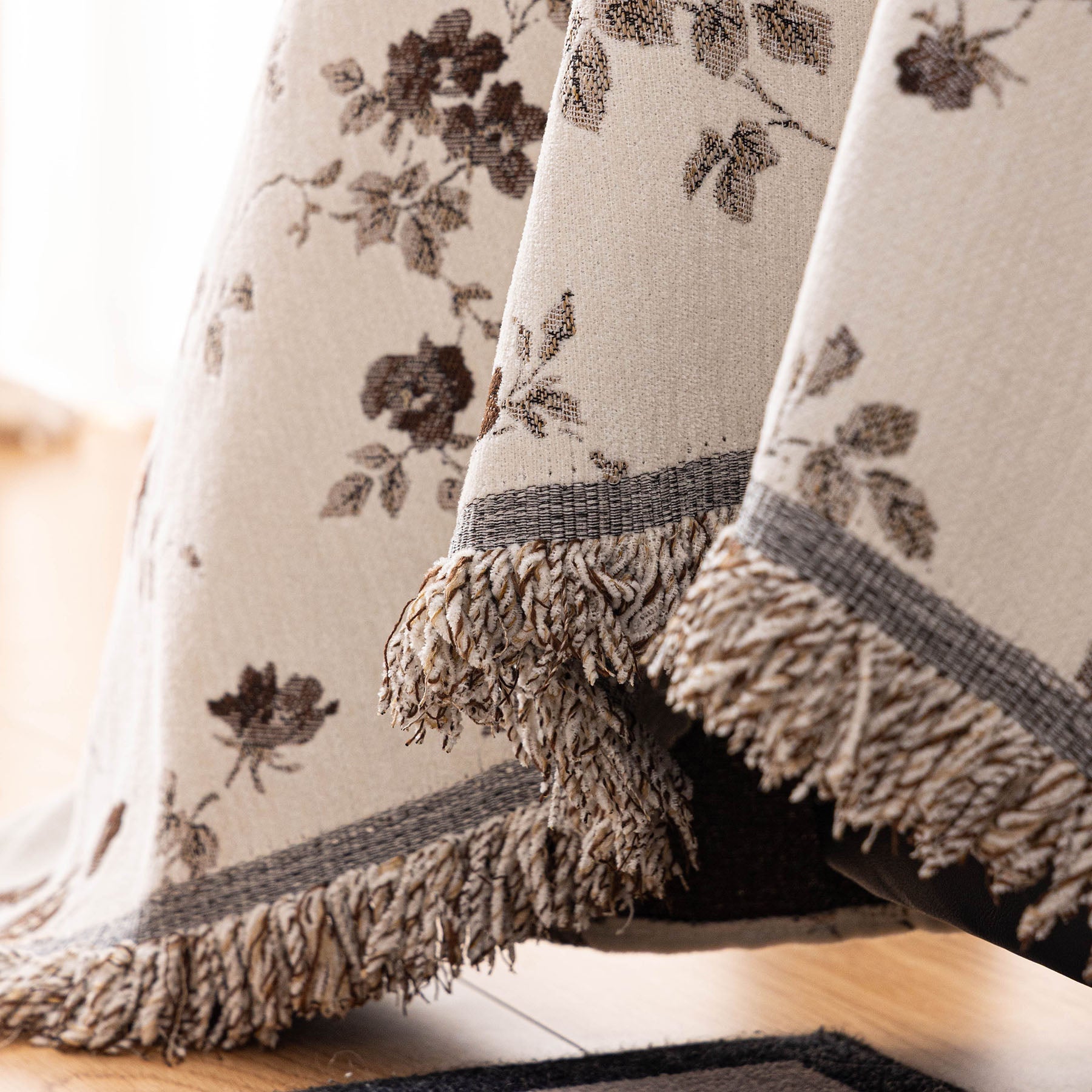 Vintage Floral Sofa Throw Cover, Decorative Farmhouse Sofa Cover for Living Room