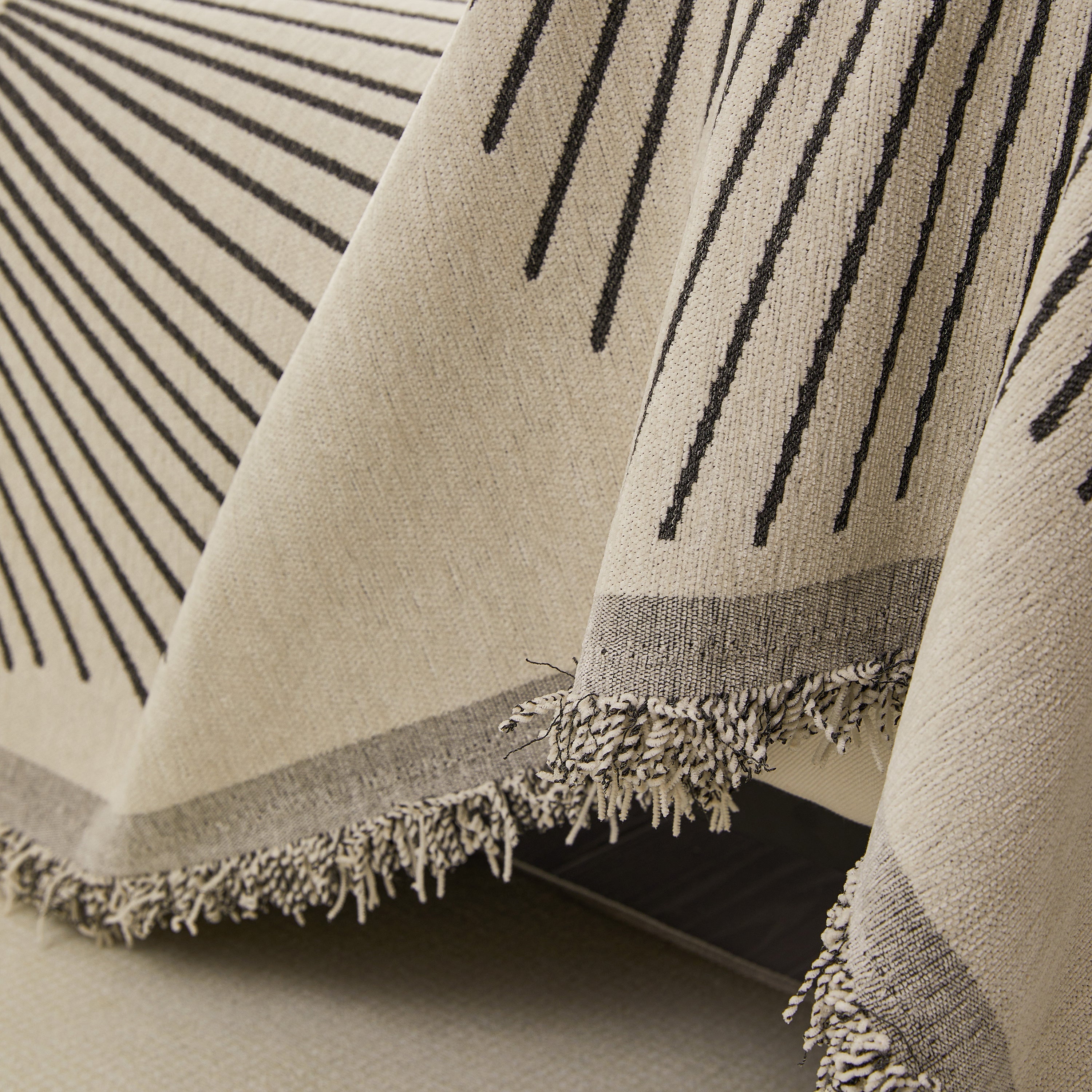 Geometric Radial Striped L-Shape Sofa Cover: Thick, Reversible Furniture Blanket for Kids and Pets