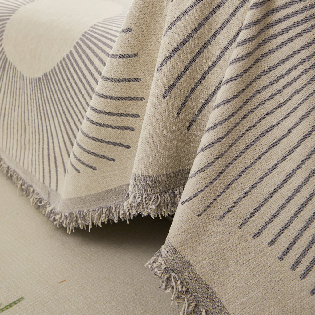 Geometric Radial Striped L-Shape Sofa Cover: Thick, Reversible Furniture Blanket for Kids and Pets