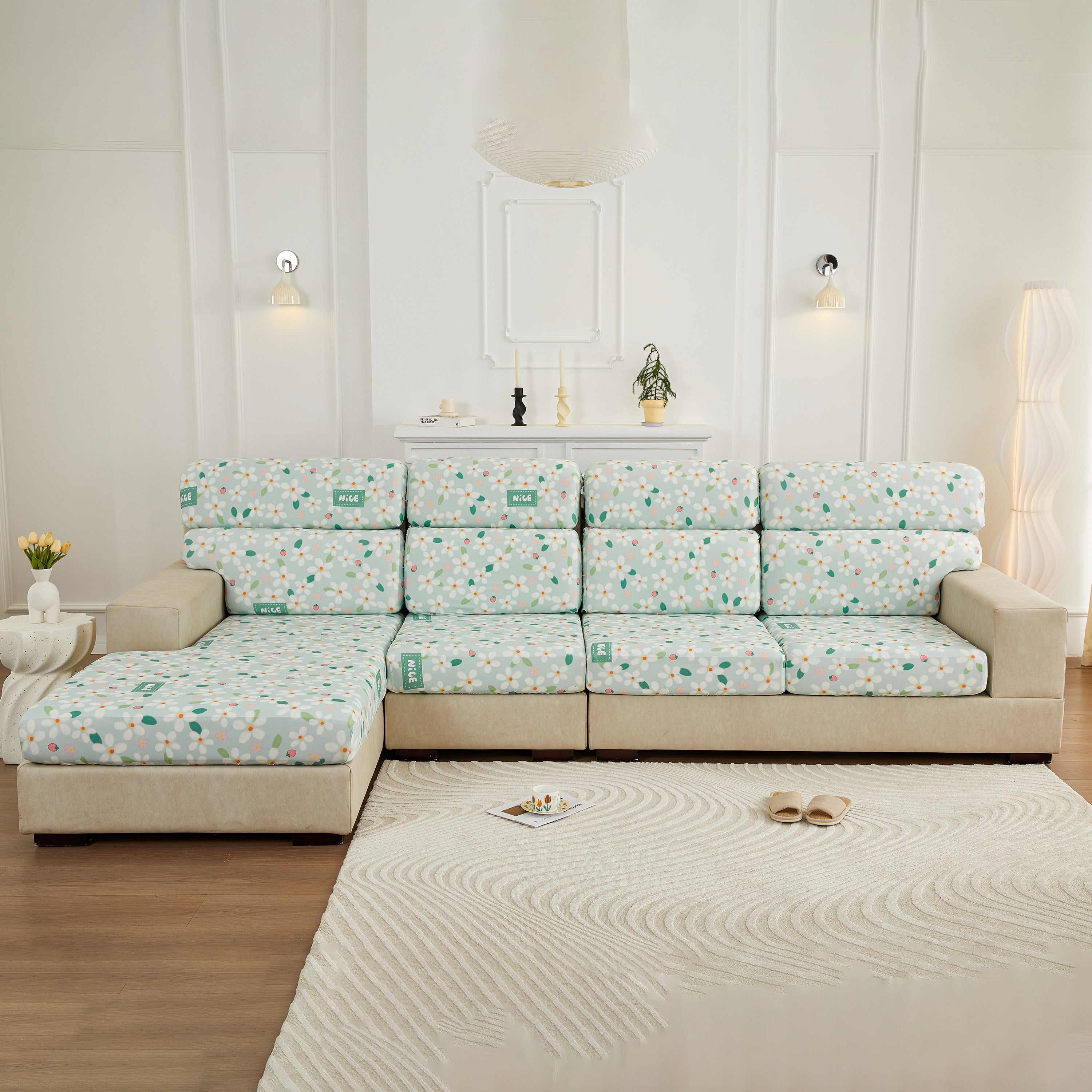 Stretch Individual Cushion Slipcovers, Furniture Protector with Elastic Bottom, Couch Cover Replacement