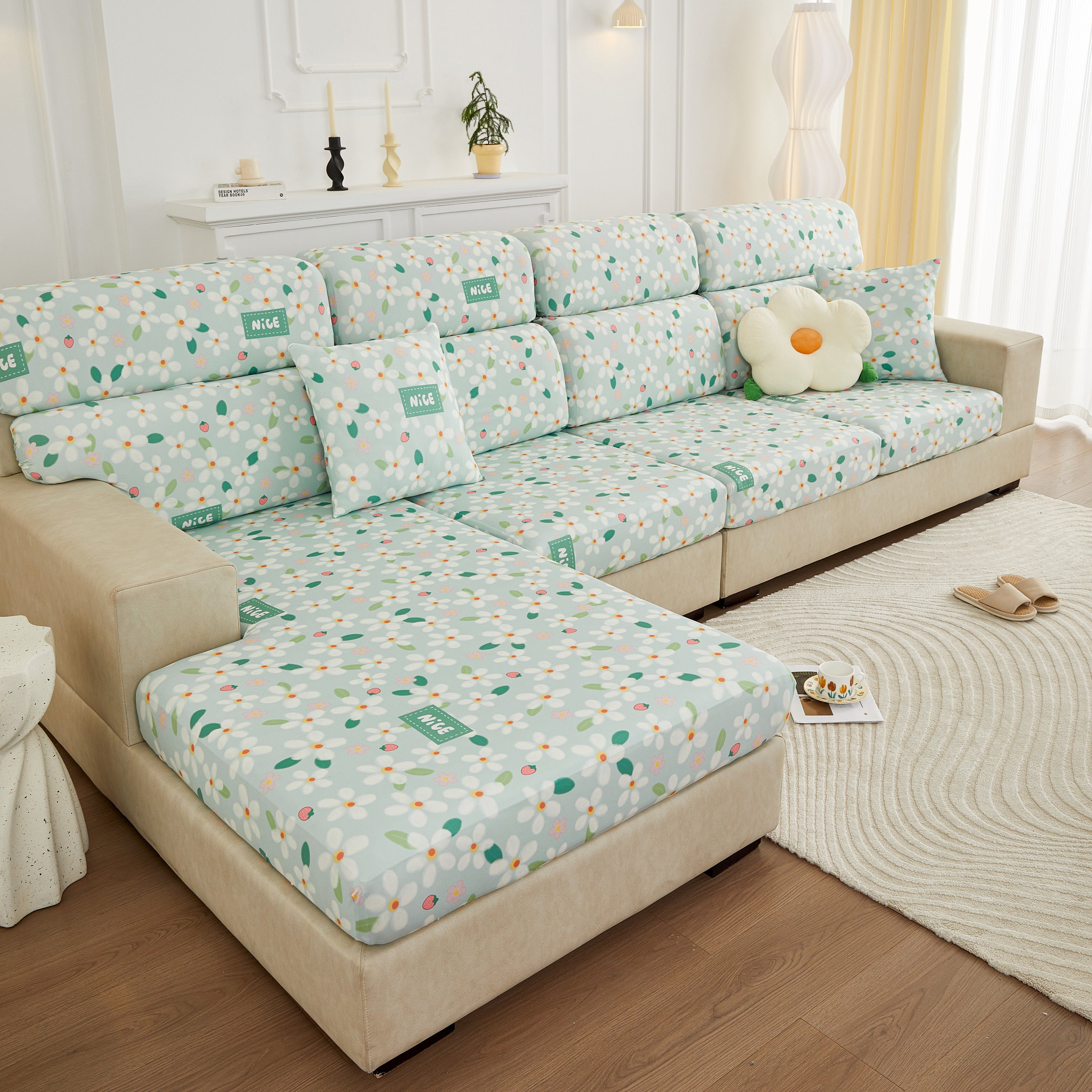 Stretch Individual Cushion Slipcovers, Furniture Protector with Elastic Bottom, Couch Cover Replacement