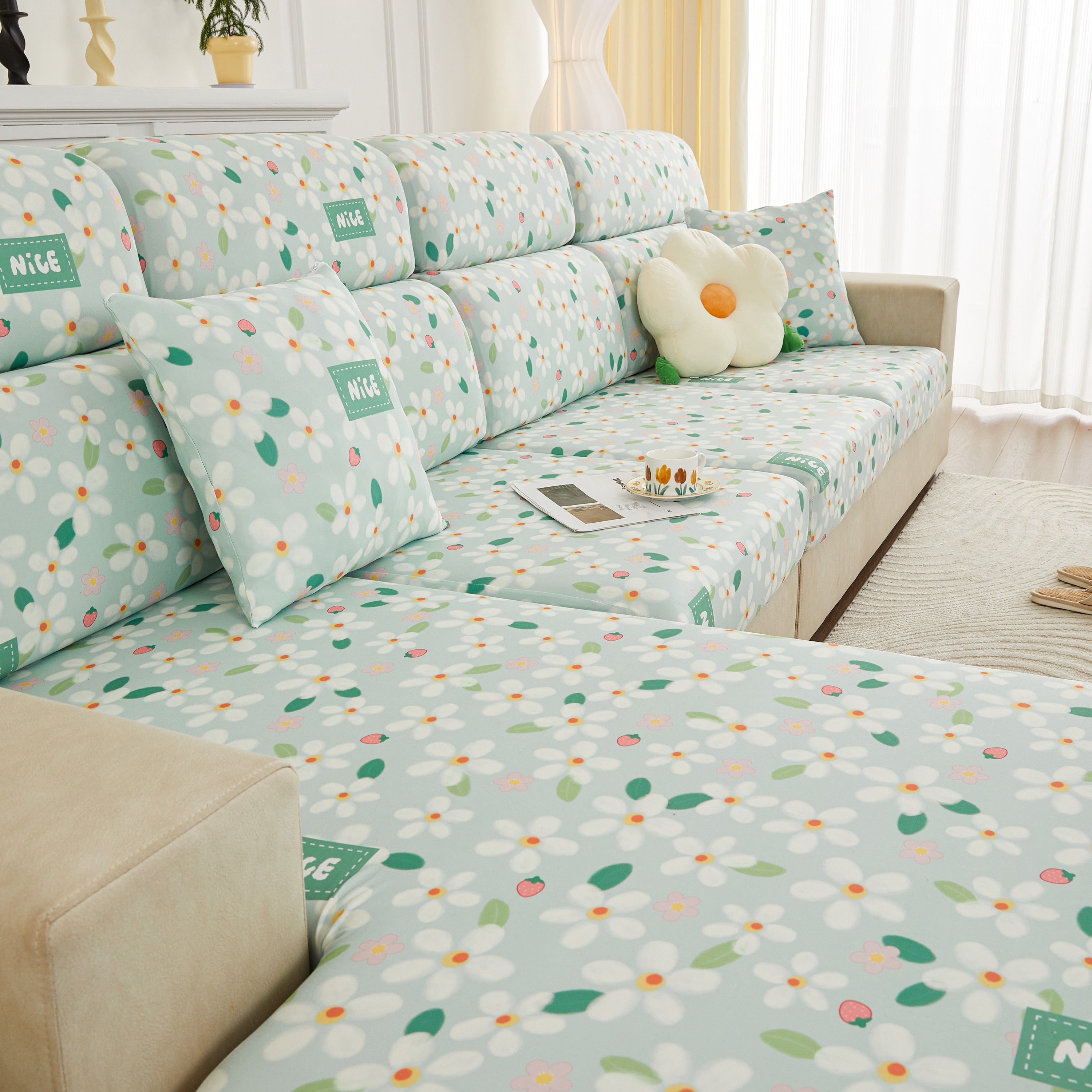 Stretch Individual Cushion Slipcovers, Furniture Protector with Elastic Bottom, Couch Cover Replacement