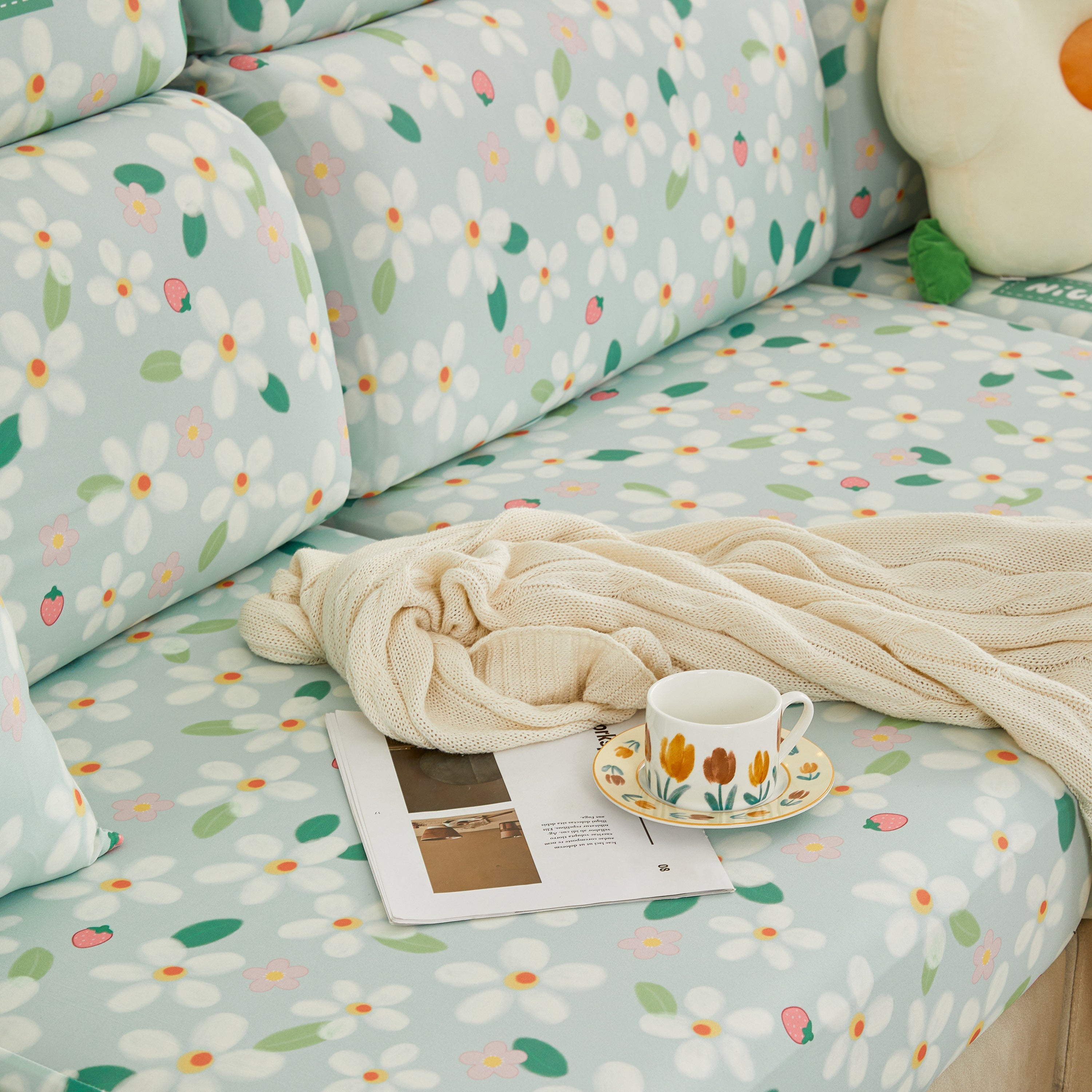 Stretch Individual Cushion Slipcovers, Furniture Protector with Elastic Bottom, Couch Cover Replacement