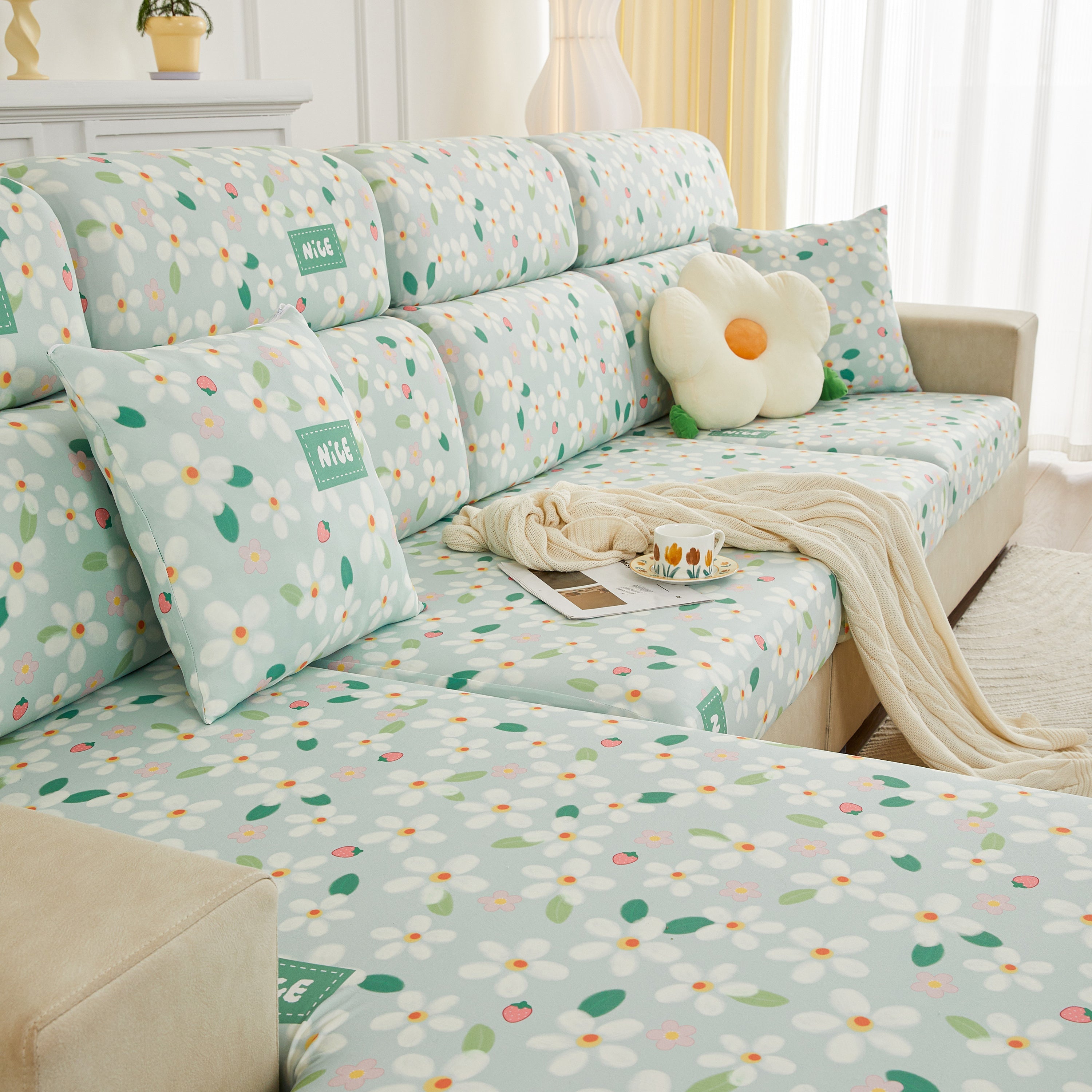 Stretch Individual Cushion Slipcovers, Furniture Protector with Elastic Bottom, Couch Cover Replacement