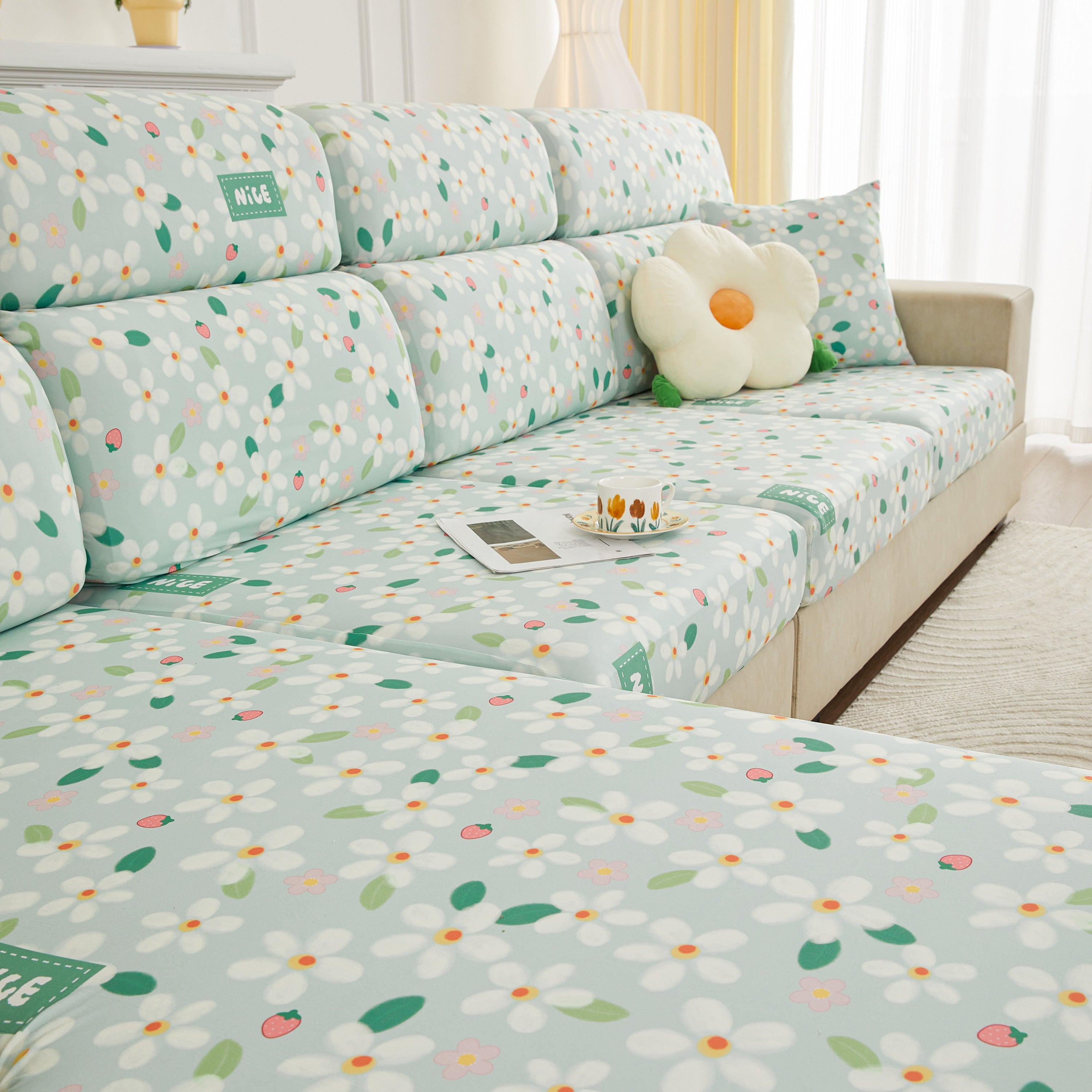 Stretch Individual Cushion Slipcovers, Furniture Protector with Elastic Bottom, Couch Cover Replacement