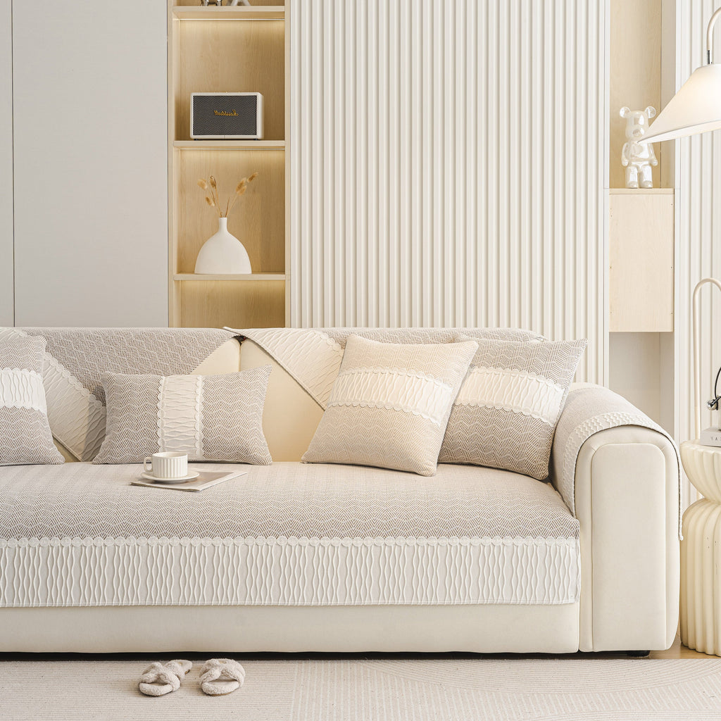 Herringbone Sofa Protector Cover, Non-Slip Couch Cover for Seat, Back & Arms