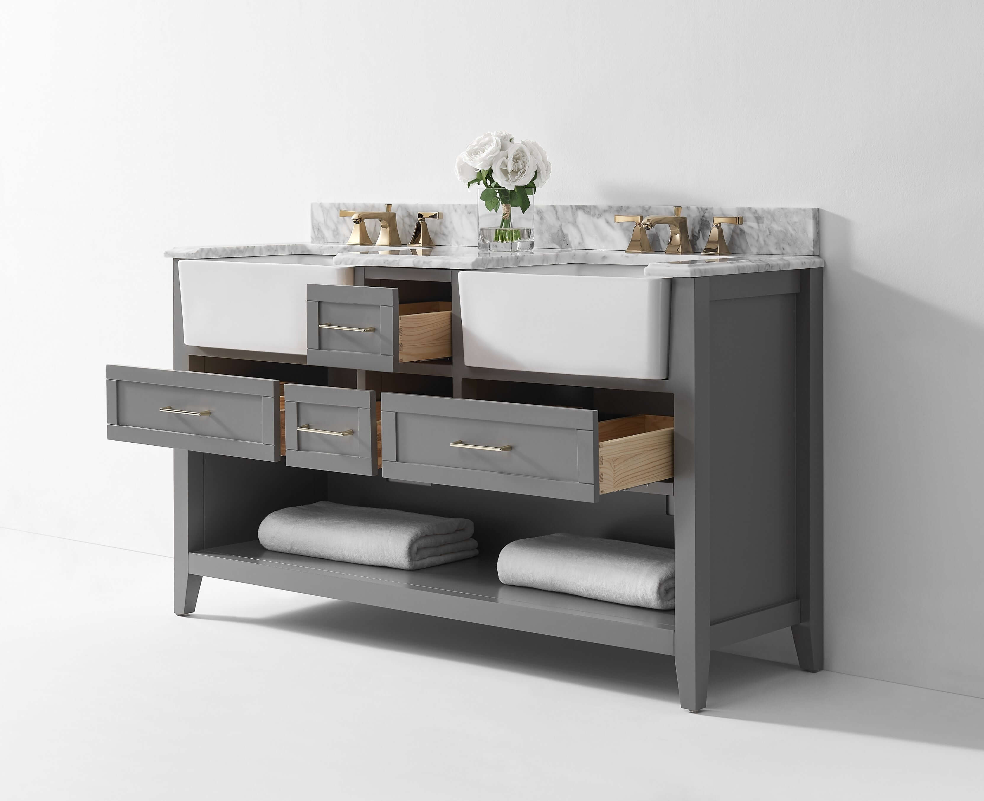 Hayley Bathroom Vanity with Sink and Carrara White Marble Top Cabinet Set