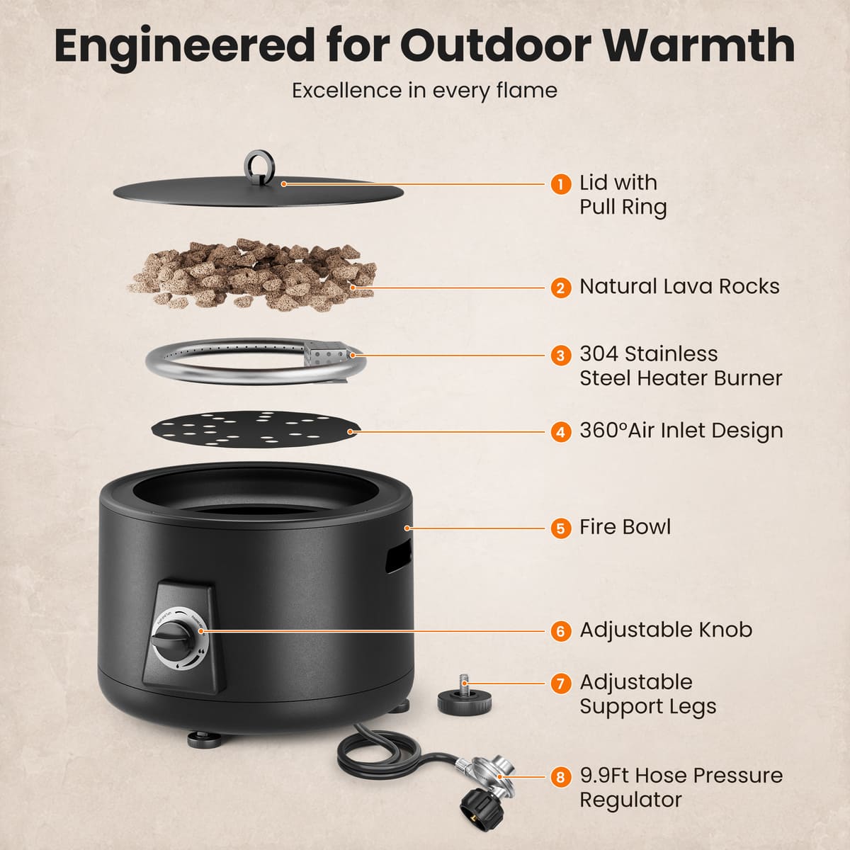 Pyra Base Portable Fire Pit, 60,000 BTU