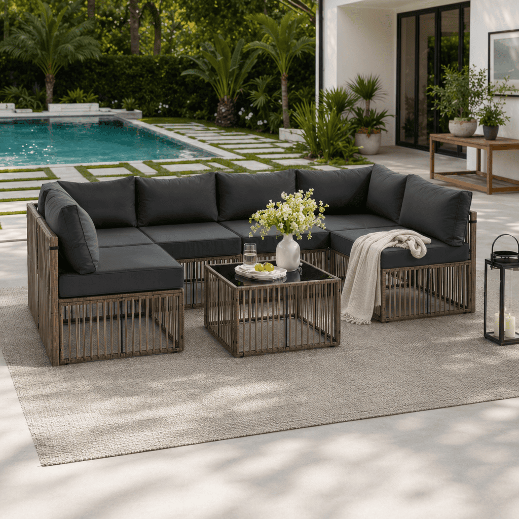 Axis 104.8" Modern Outdoor Sectional Set, 7-Piece