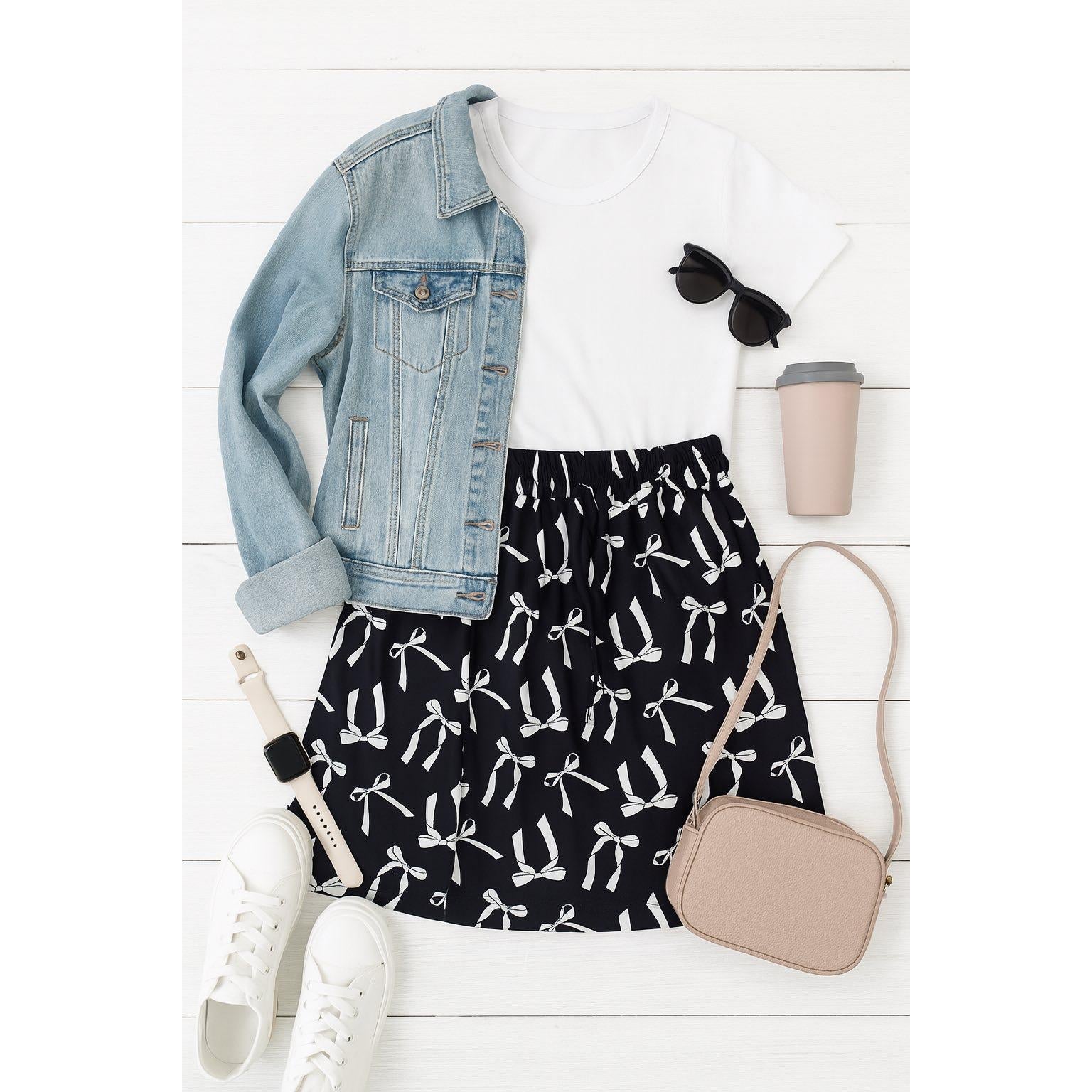 Ready to Ship | The Millie -  White Bow Jogger Skirt