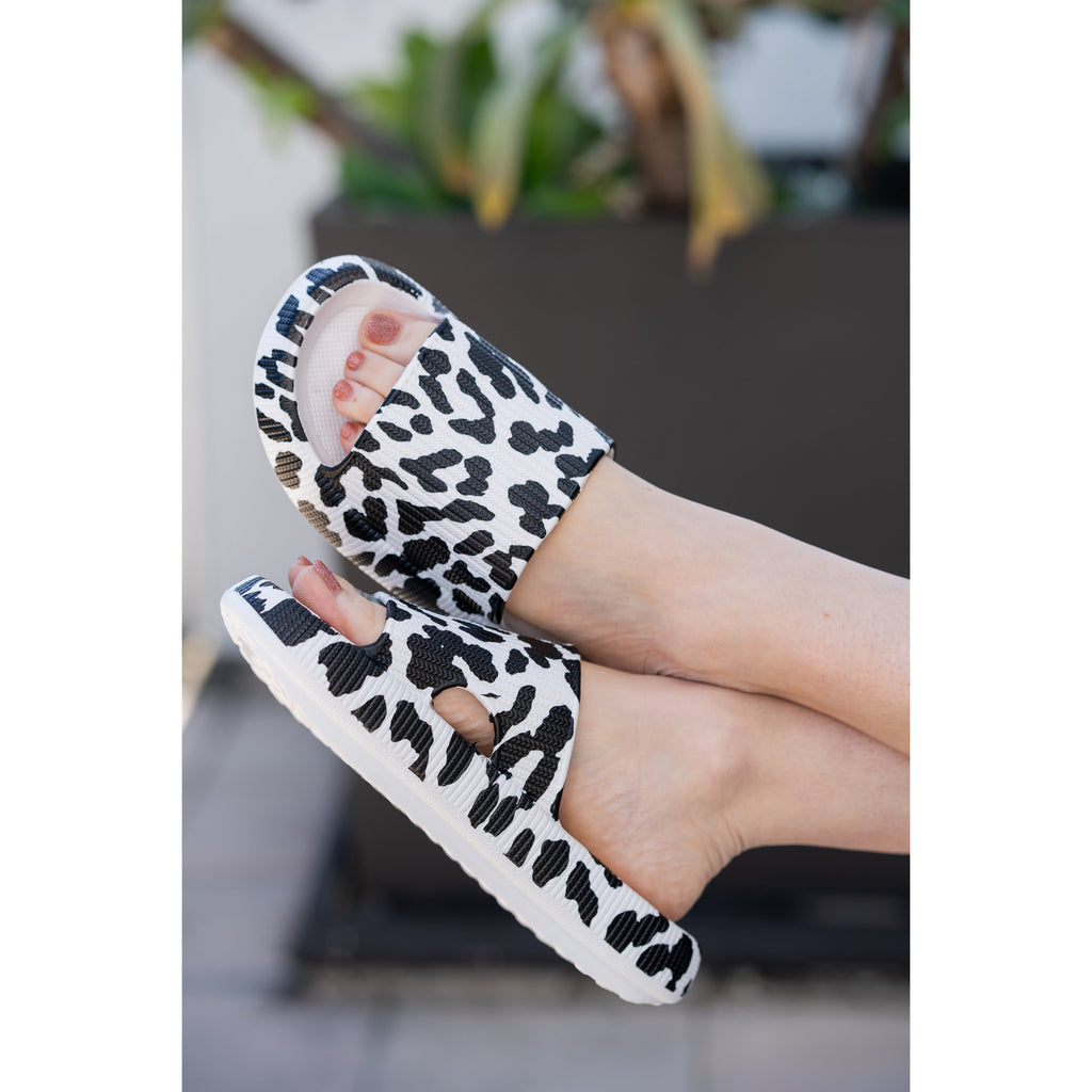 Ready to Ship | White Leopard Insanely Comfy -Beach or Casual Slides*