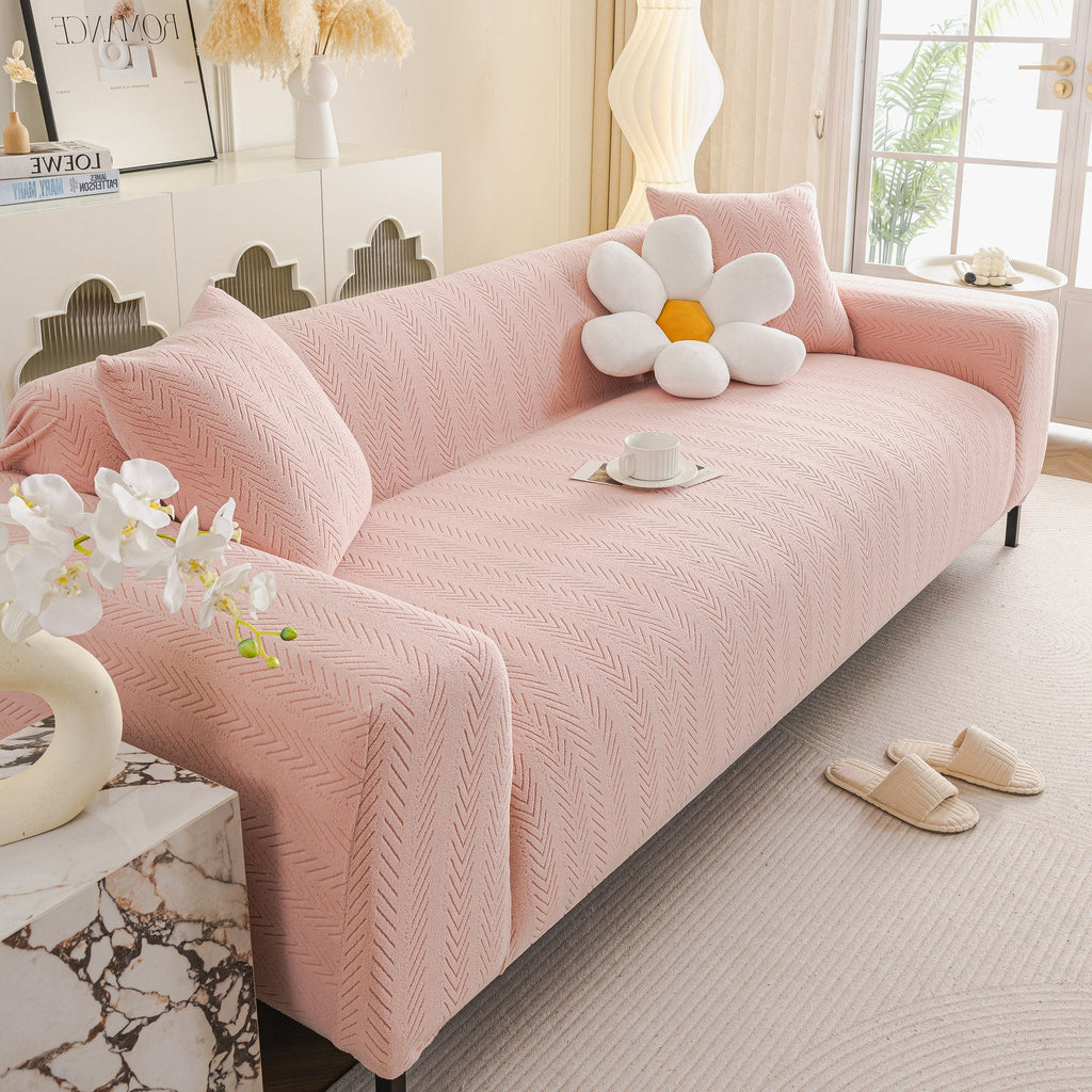 High Stretch Herringbone Textured Slipcover for Standard & L-Shaped Sectional Couches