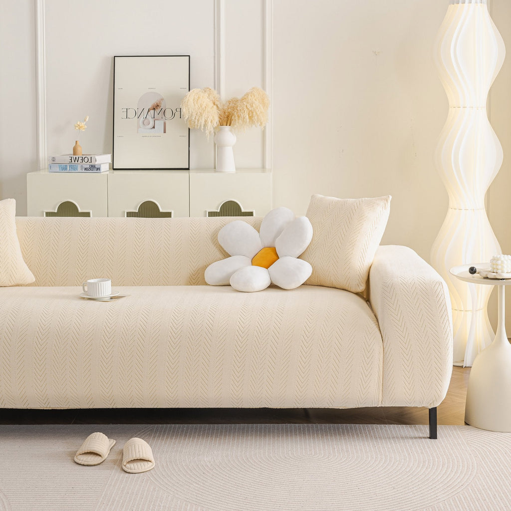 High Stretch Herringbone Textured Slipcover for Standard & L-Shaped Sectional Couches