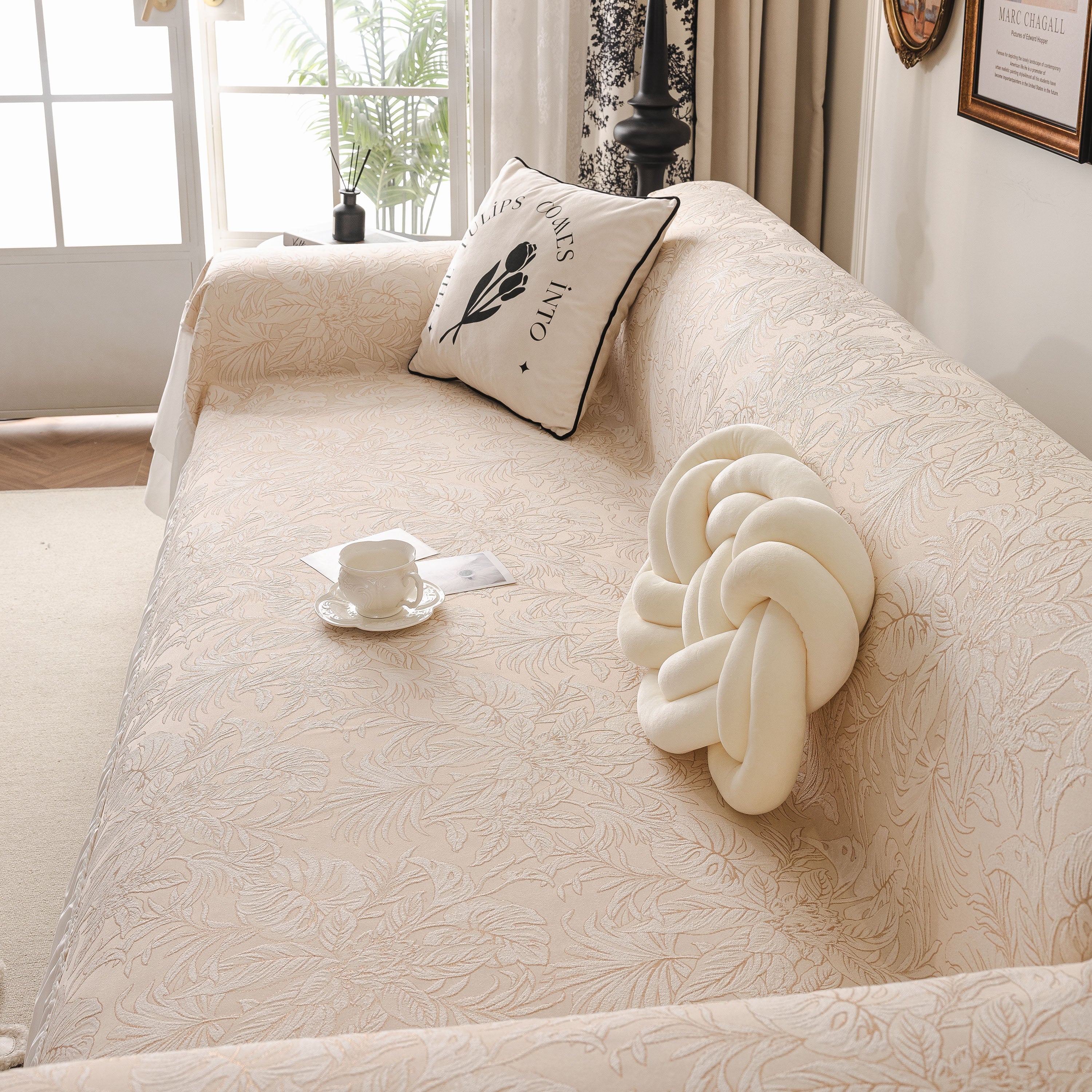 French Chic Style Ruffle Floral Cover Throws for Sofas, Decorative Couch Covers