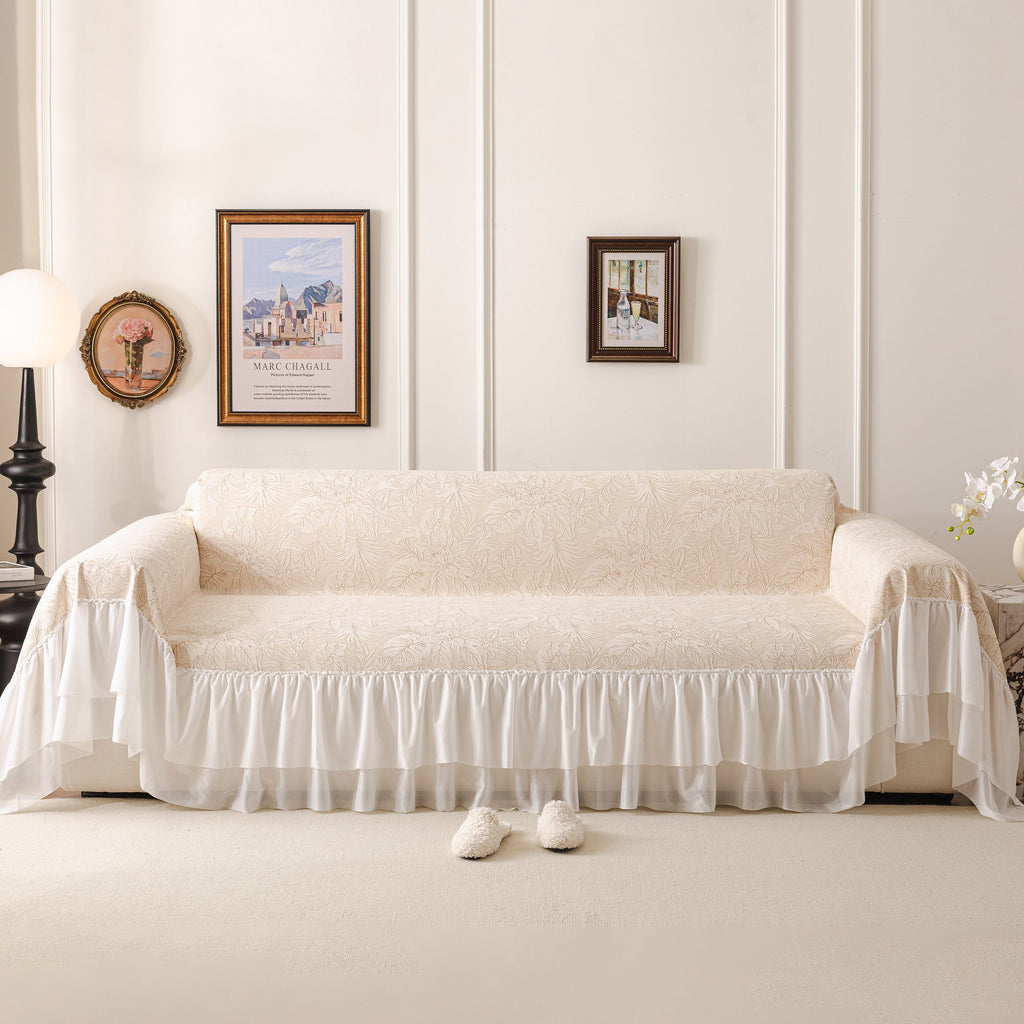 French Chic Style Ruffle Floral Cover Throws for Sofas, Decorative Couch Covers