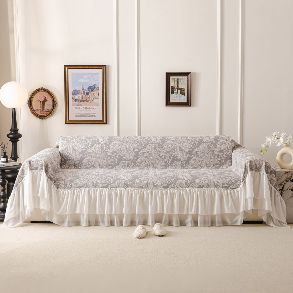 French Chic Style Ruffle Floral Cover Throws for Sofas, Decorative Couch Covers