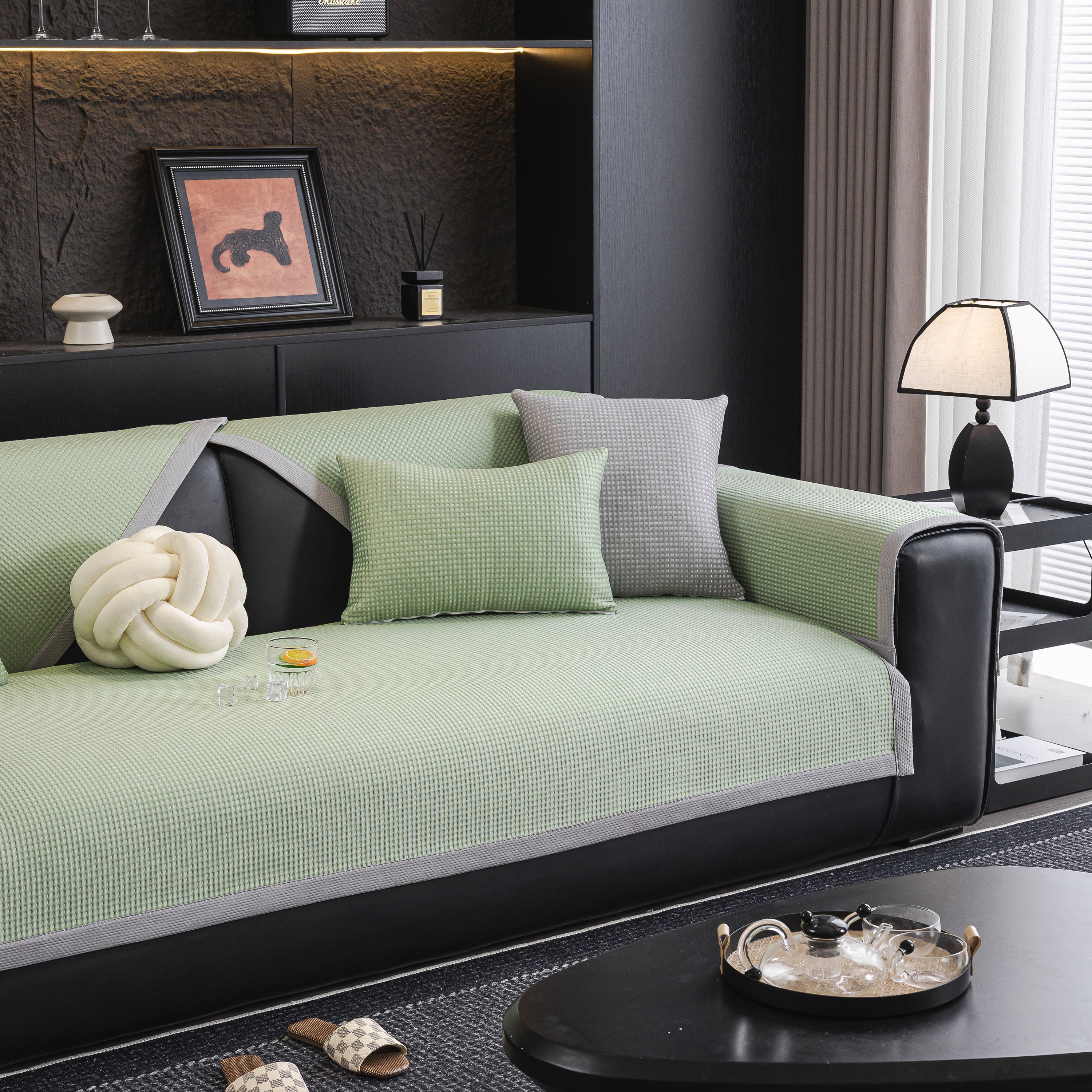 Non-Slip Cooling Breathable Couch Protector Towel, Lightweight Slipcover for Sofas