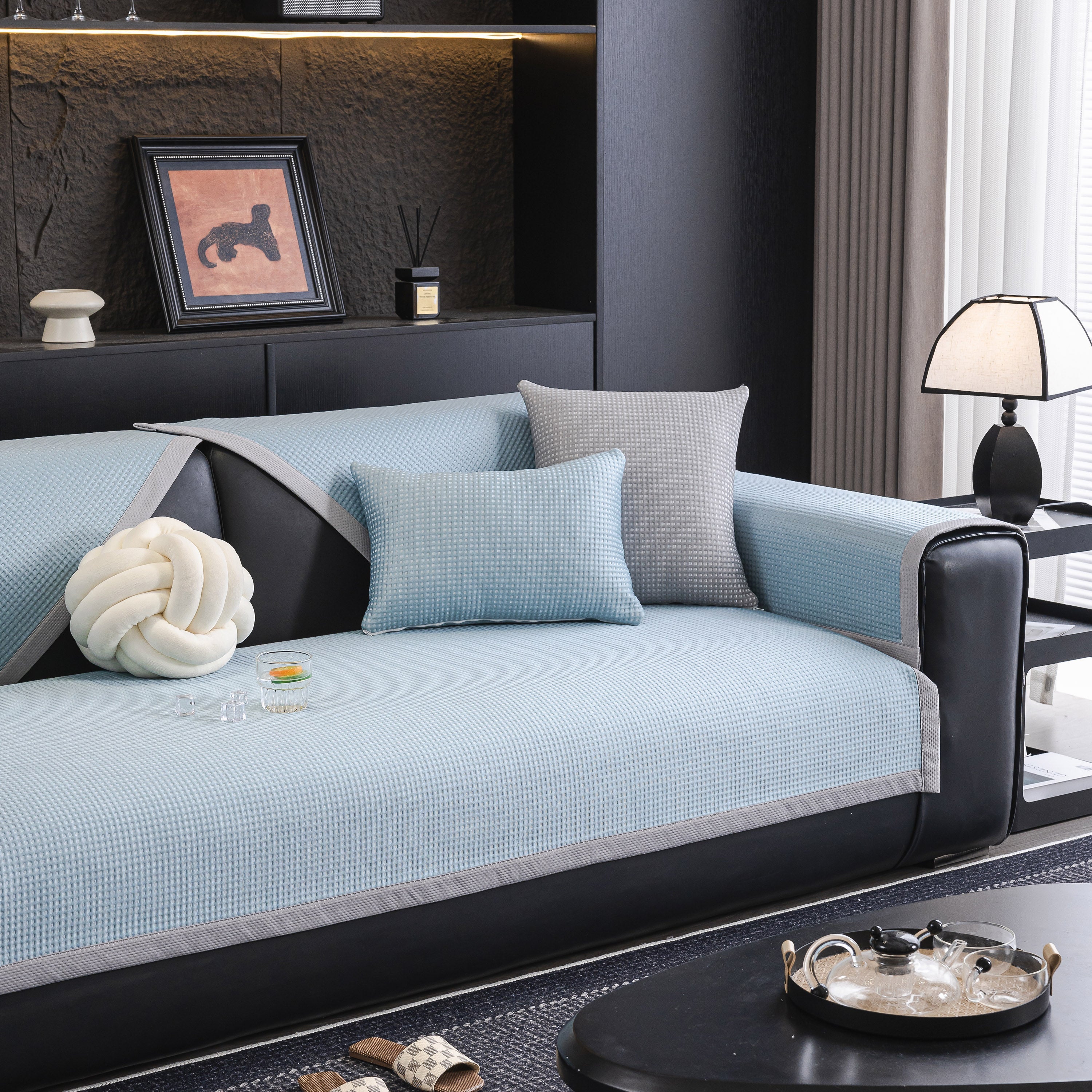 Non-Slip Cooling Breathable Couch Protector Towel, Lightweight Slipcover for Sofas