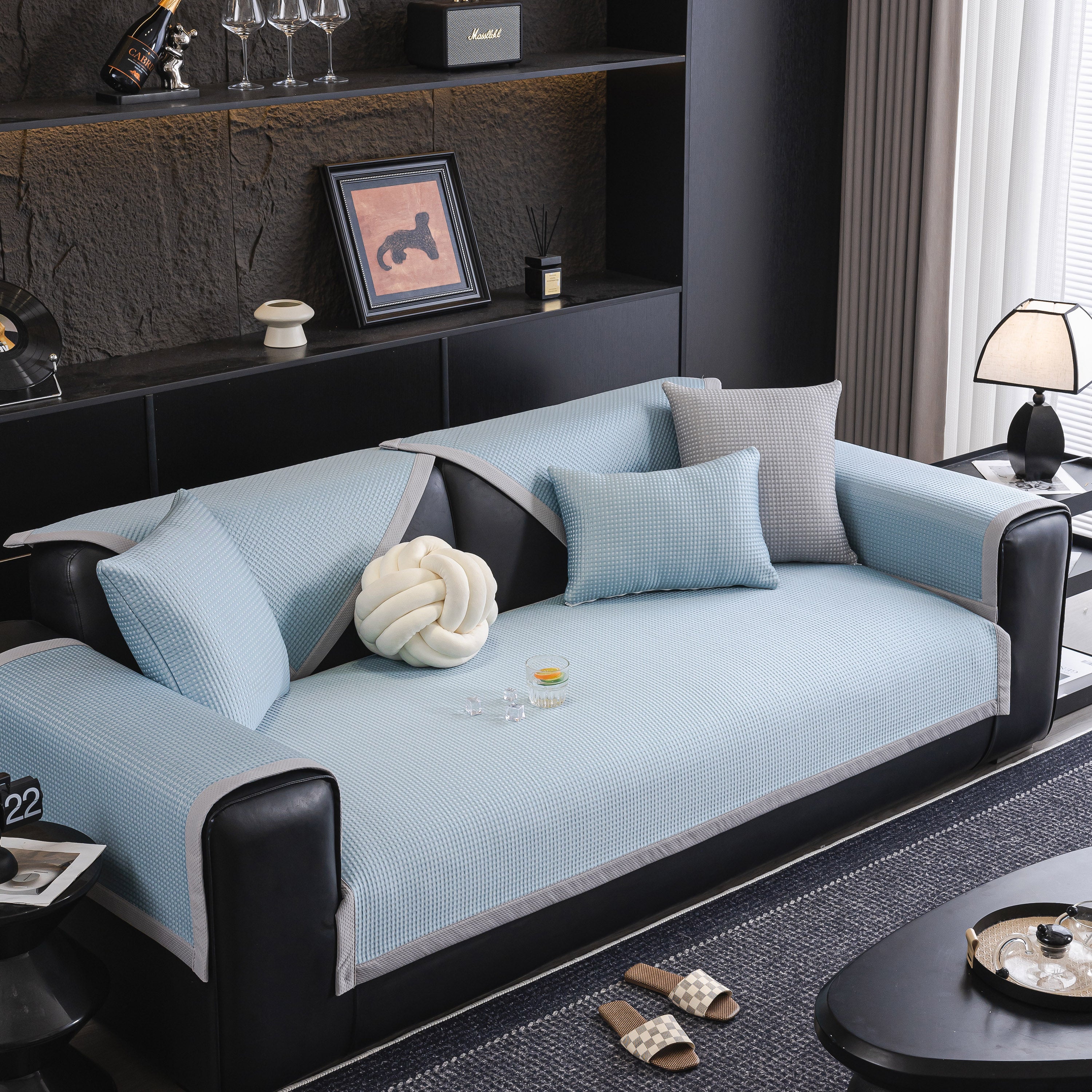 Non-Slip Cooling Breathable Couch Protector Towel, Lightweight Slipcover for Sofas