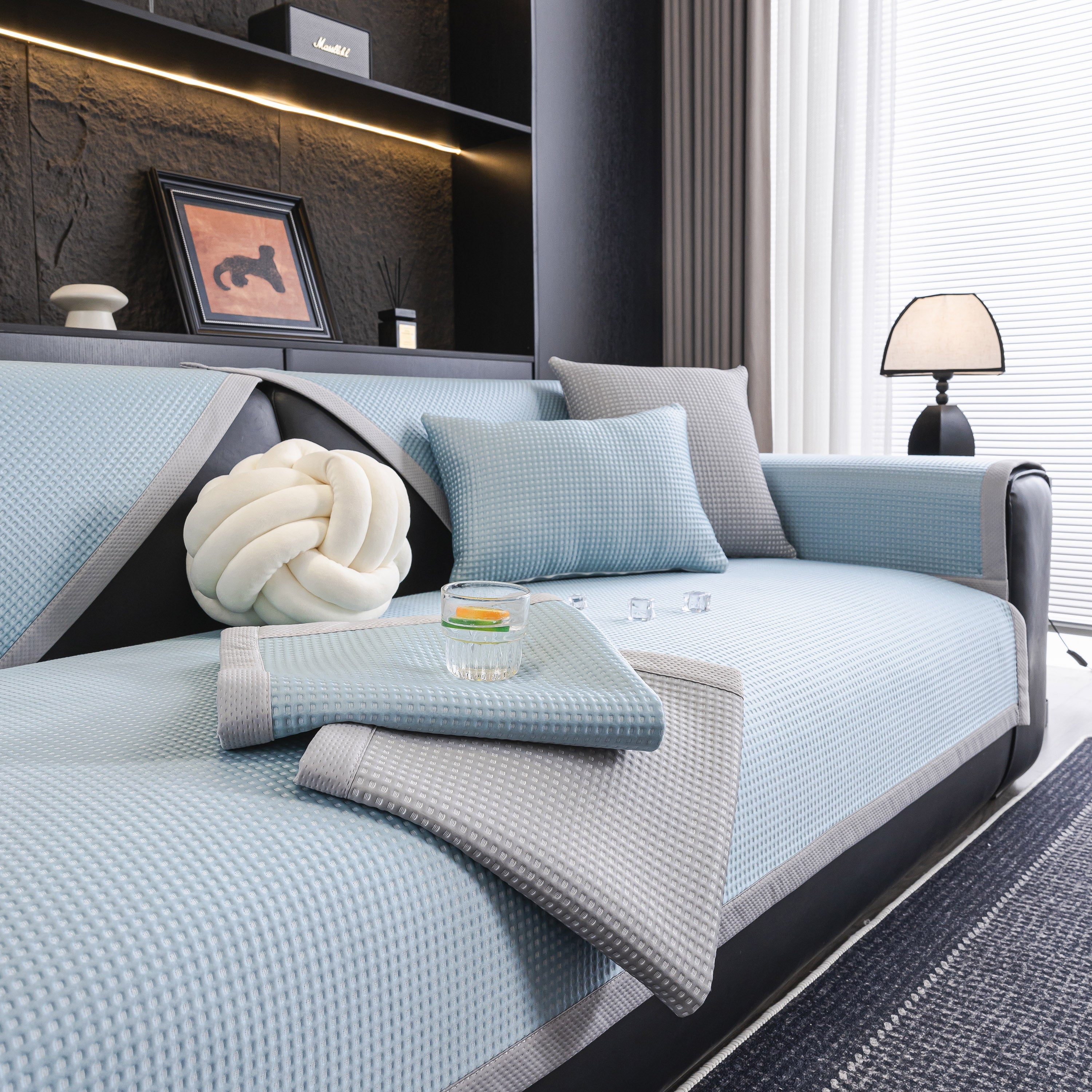 Non-Slip Cooling Breathable Couch Protector Towel, Lightweight Slipcover for Sofas