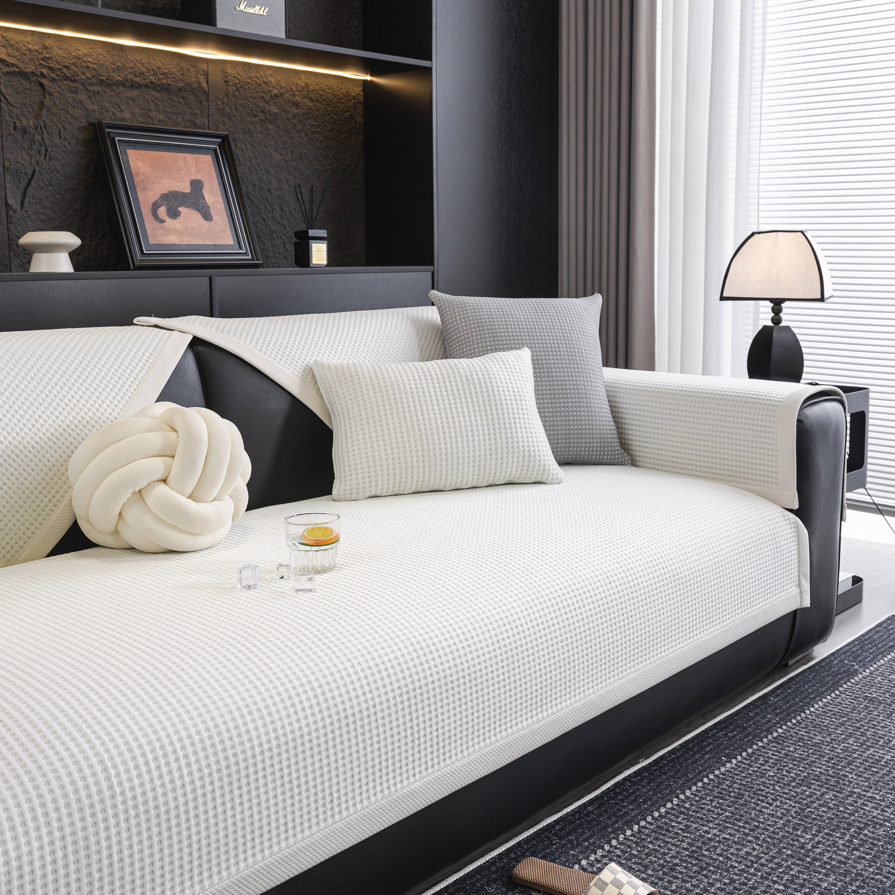 Non-Slip Cooling Breathable Couch Protector Towel, Lightweight Slipcover for Sofas