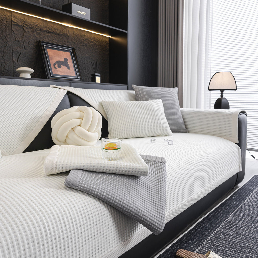 Non-Slip Cooling Breathable Couch Protector Towel, Lightweight Slipcover for Sofas