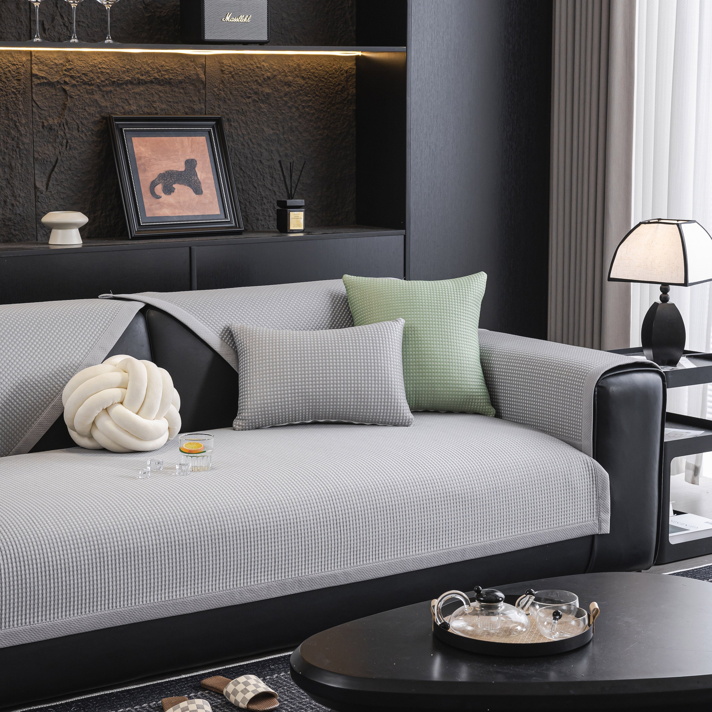 Non-Slip Cooling Breathable Couch Protector Towel, Lightweight Slipcover for Sofas