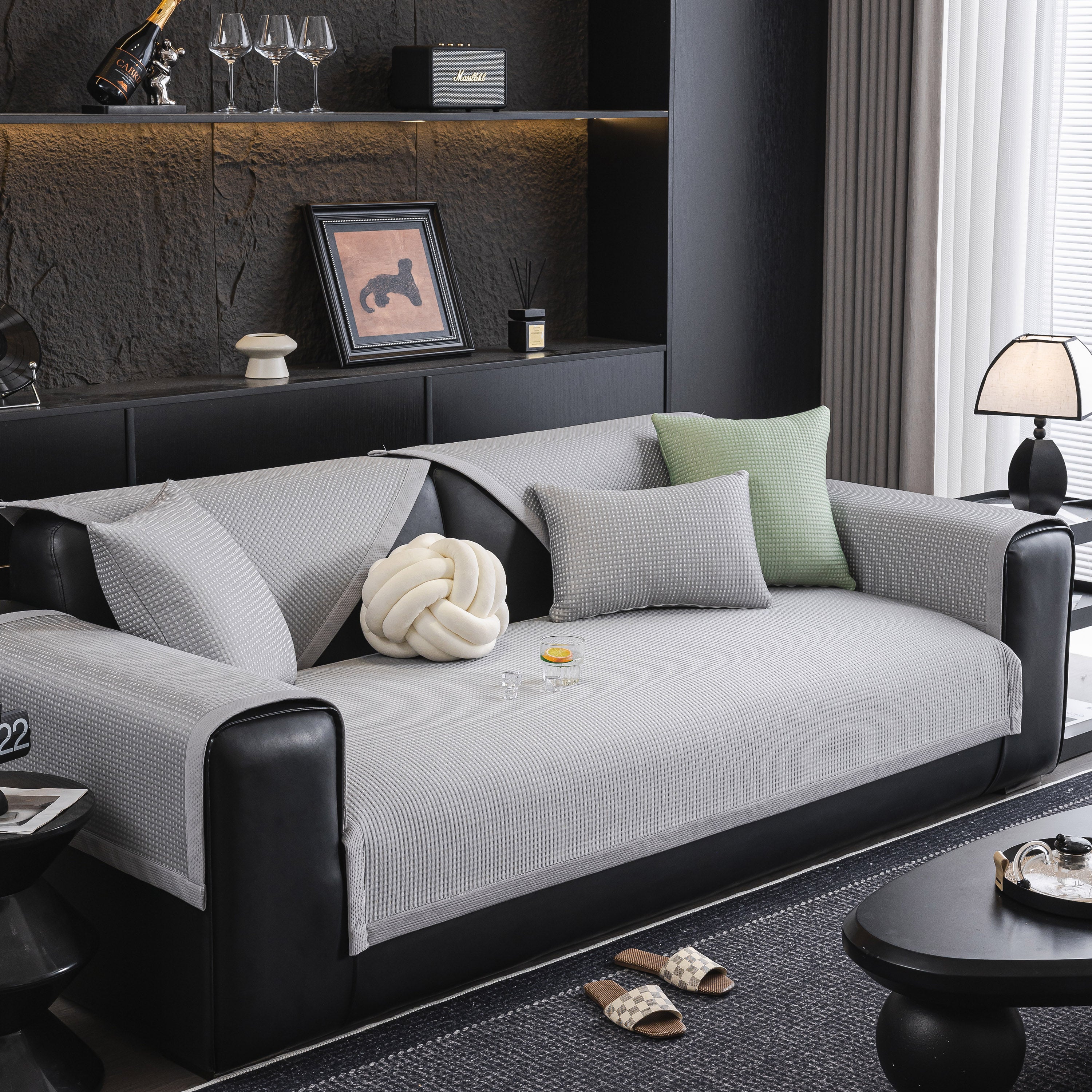 Non-Slip Cooling Breathable Couch Protector Towel, Lightweight Slipcover for Sofas