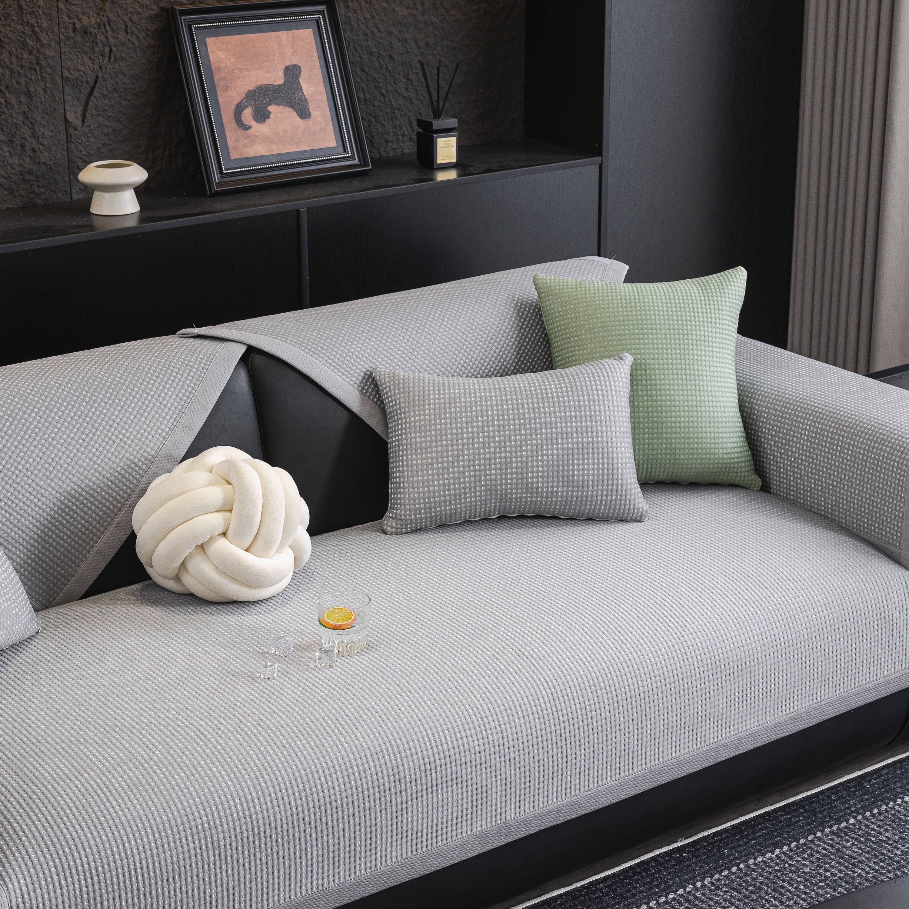 Non-Slip Cooling Breathable Couch Protector Towel, Lightweight Slipcover for Sofas