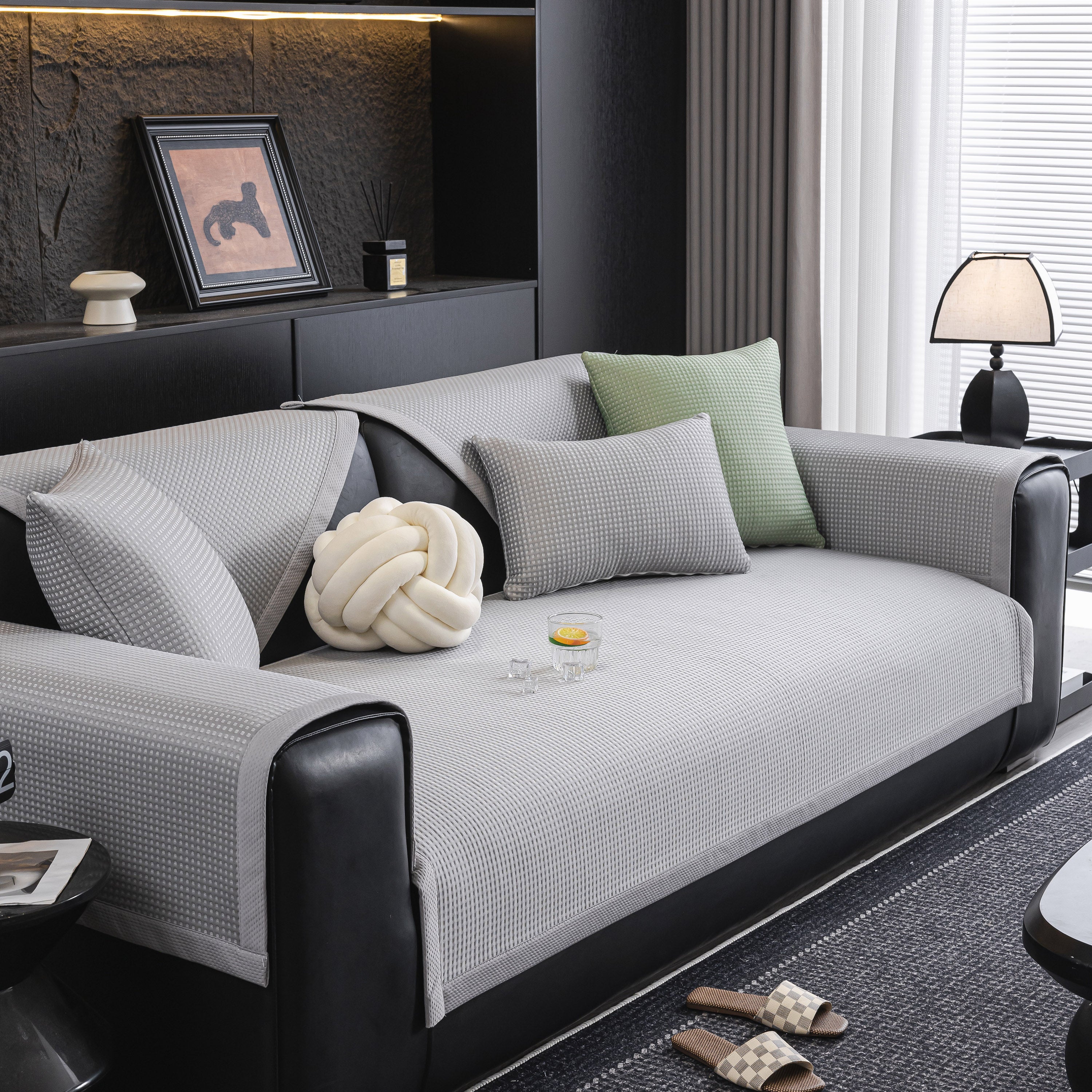 Non-Slip Cooling Breathable Couch Protector Towel, Lightweight Slipcover for Sofas