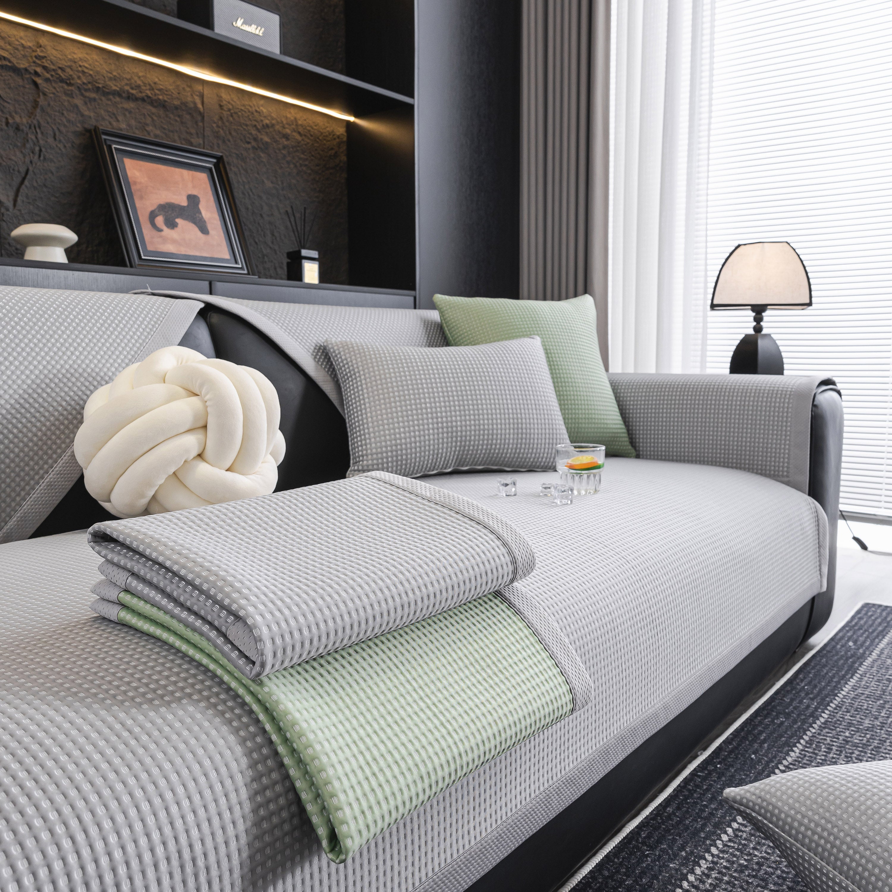 Non-Slip Cooling Breathable Couch Protector Towel, Lightweight Slipcover for Sofas