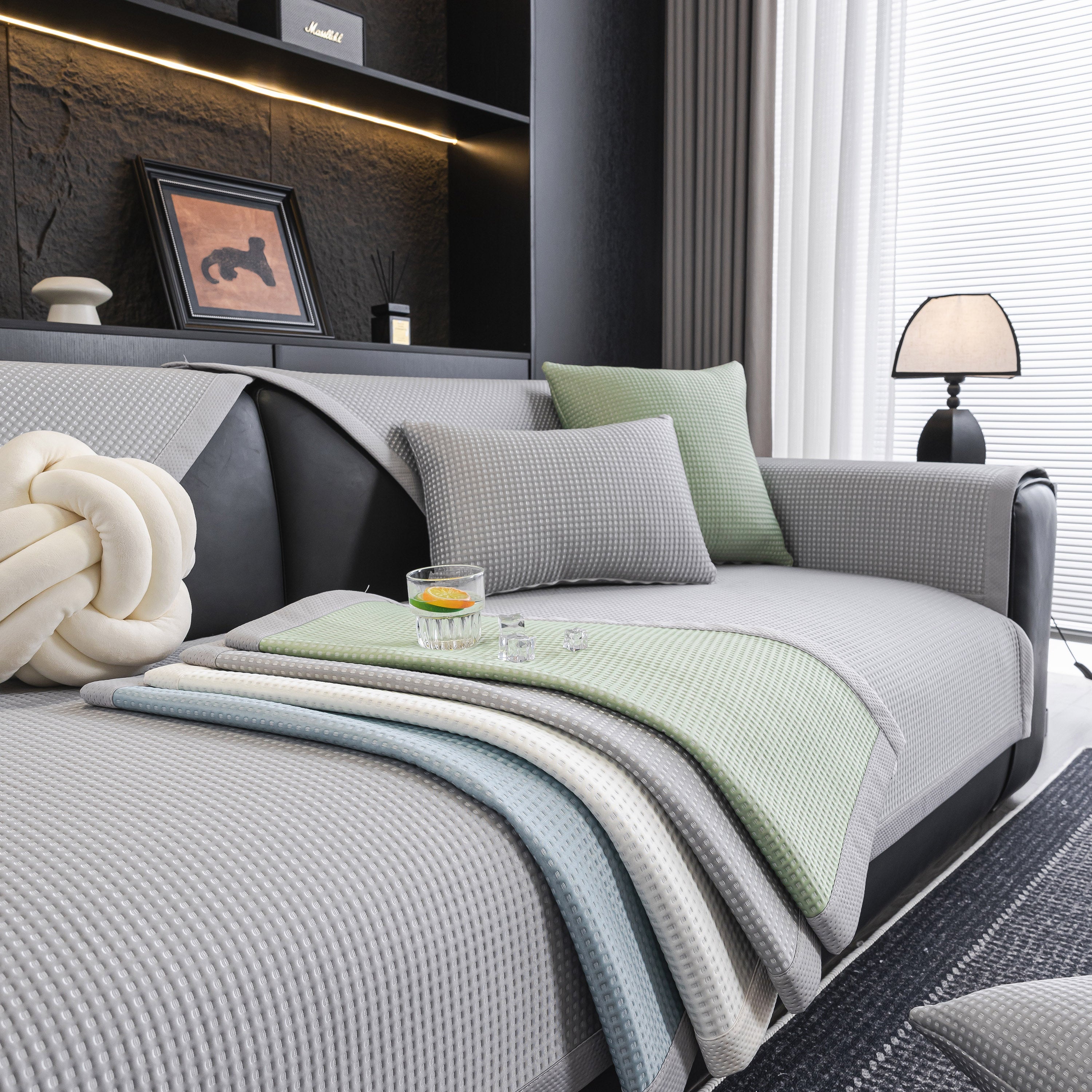 Non-Slip Cooling Breathable Couch Protector Towel, Lightweight Slipcover for Sofas