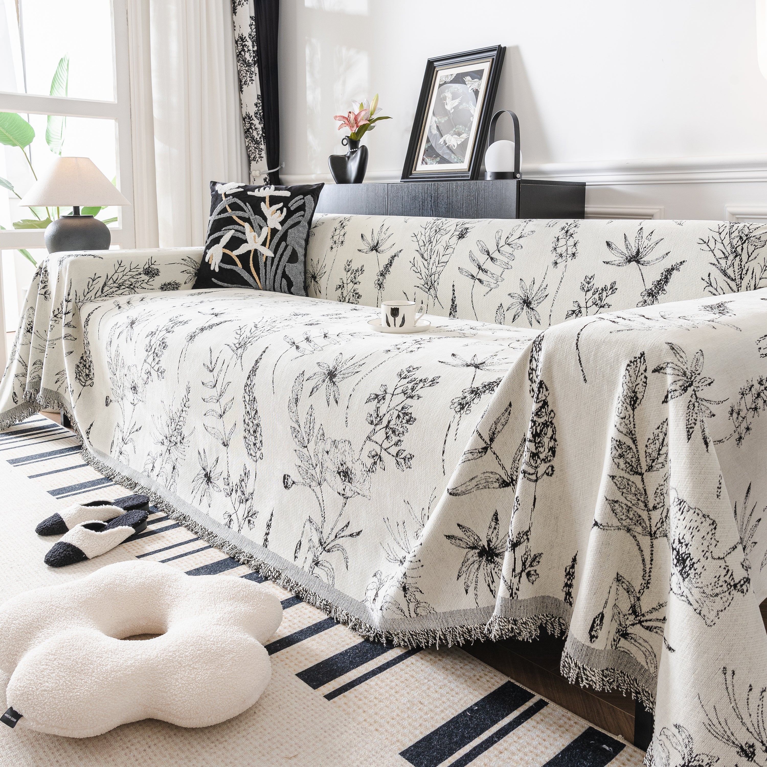 Chenille Giverny Couch Cover, Cozy Blankets for Sofa and Couch, Slip Covers for Couch Sectional