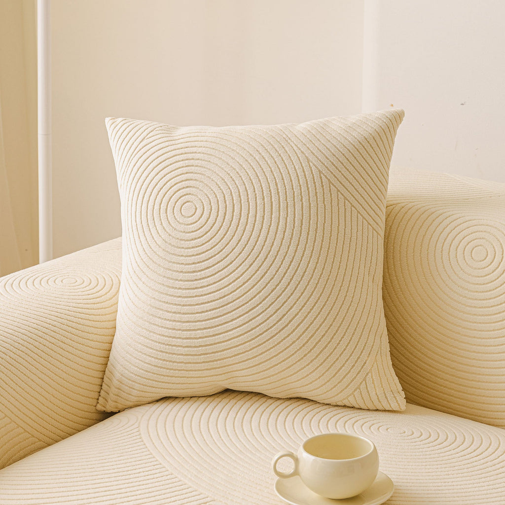 Elastic Stretch Sofa Cover Slipcover, Concentric Circle Jacquard Plush Couch Cover