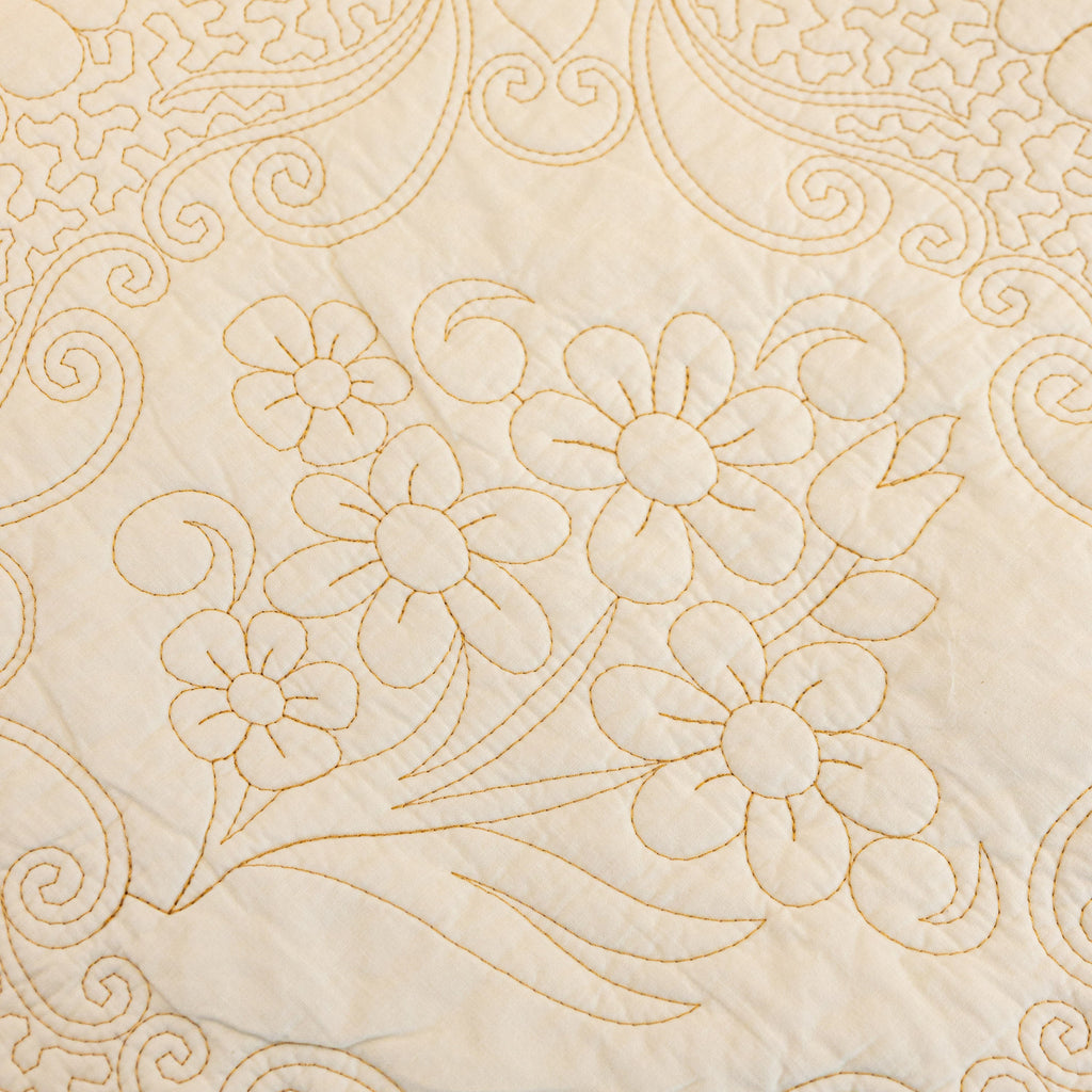 Baroque Floral Quilted Cotton Sofa Cover, Non-Slip Washable Couch Protector