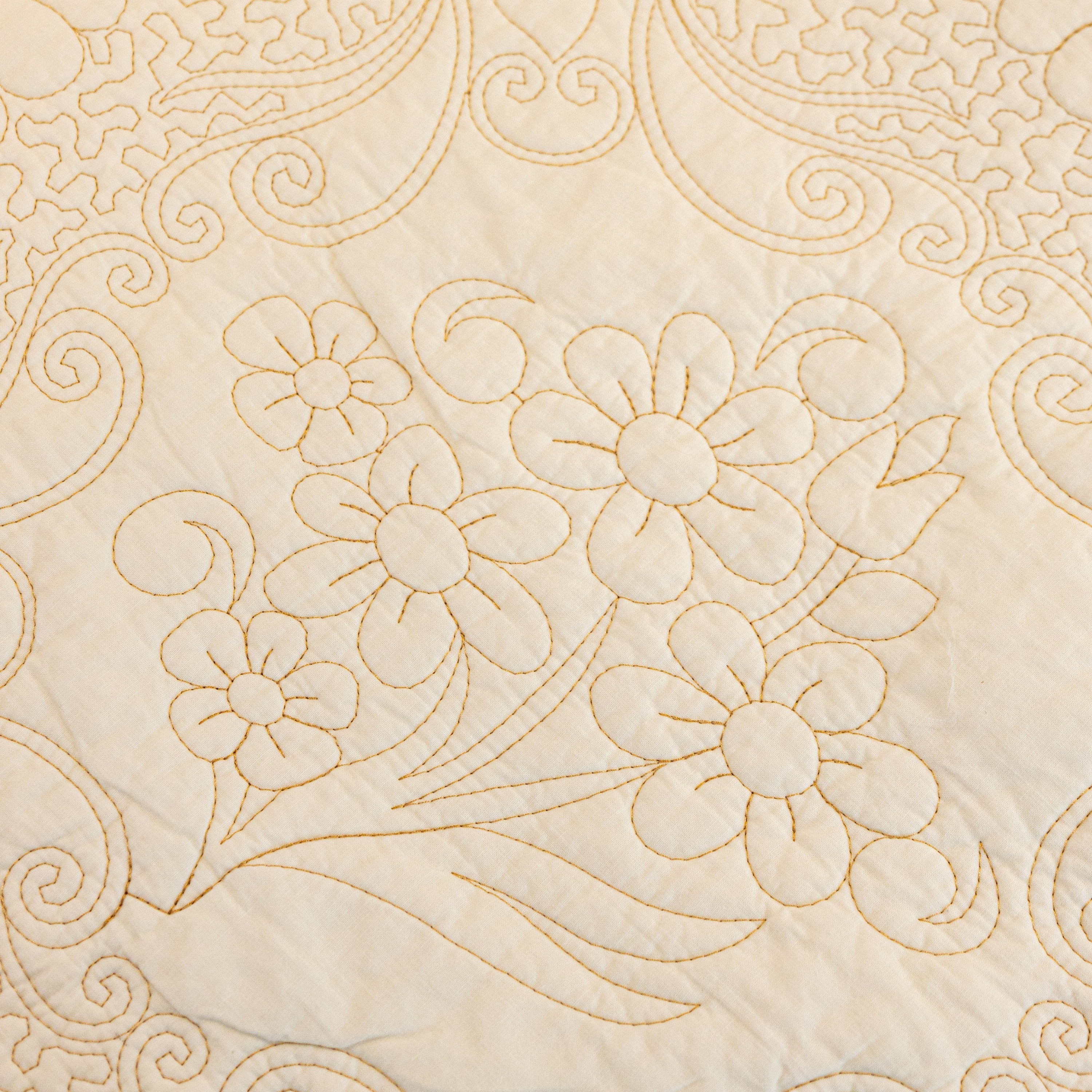 Baroque Floral Quilted Cotton Sofa Cover, Non-Slip Washable Couch Protector