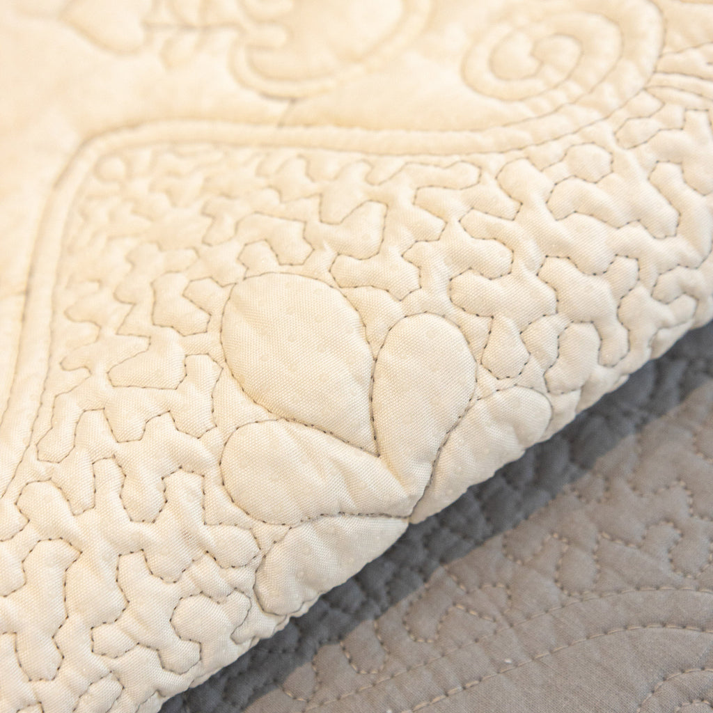 Baroque Floral Quilted Cotton Sofa Cover, Non-Slip Washable Couch Protector